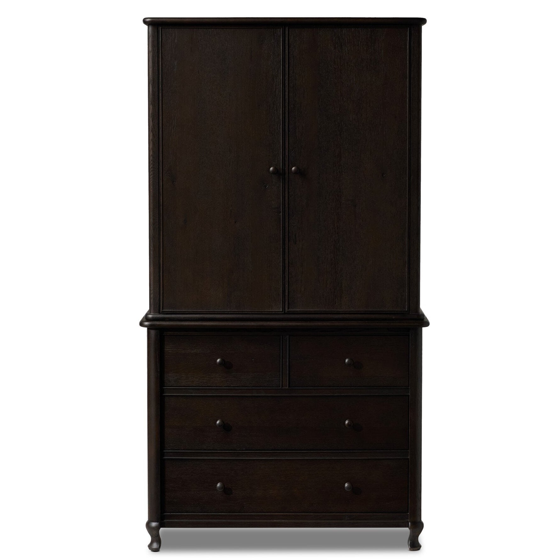 Four Hands Pika Smoked Black Oak Armoire front view