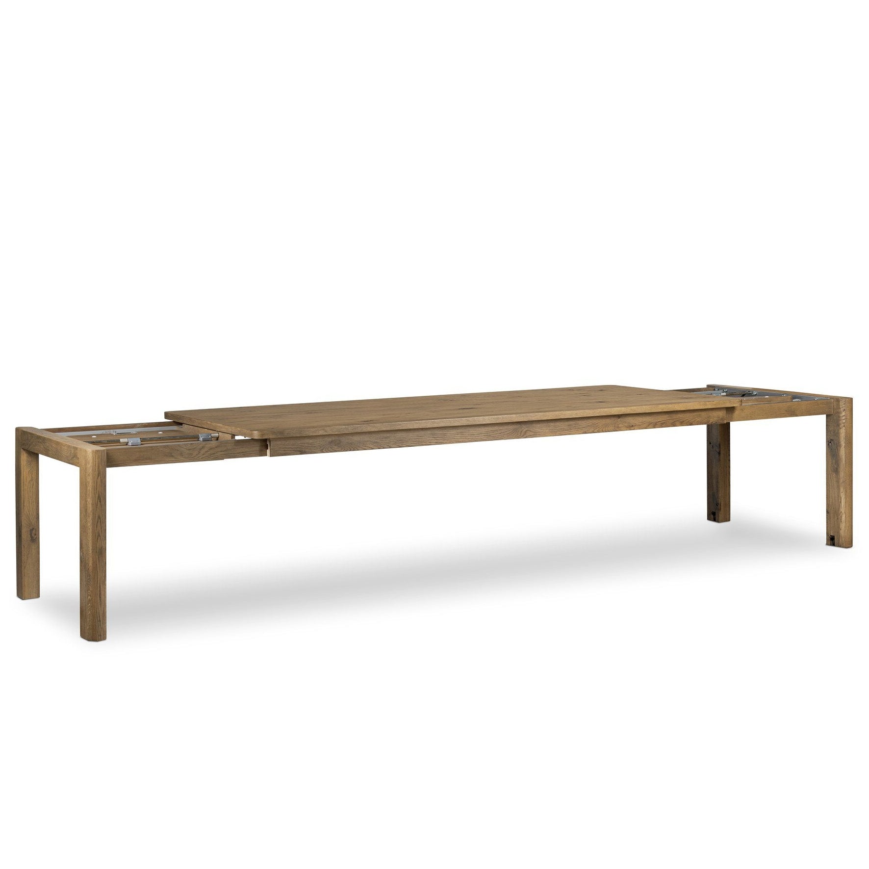 Four Hands Noeline Resawn Worn Oak Extension Dining Table open view