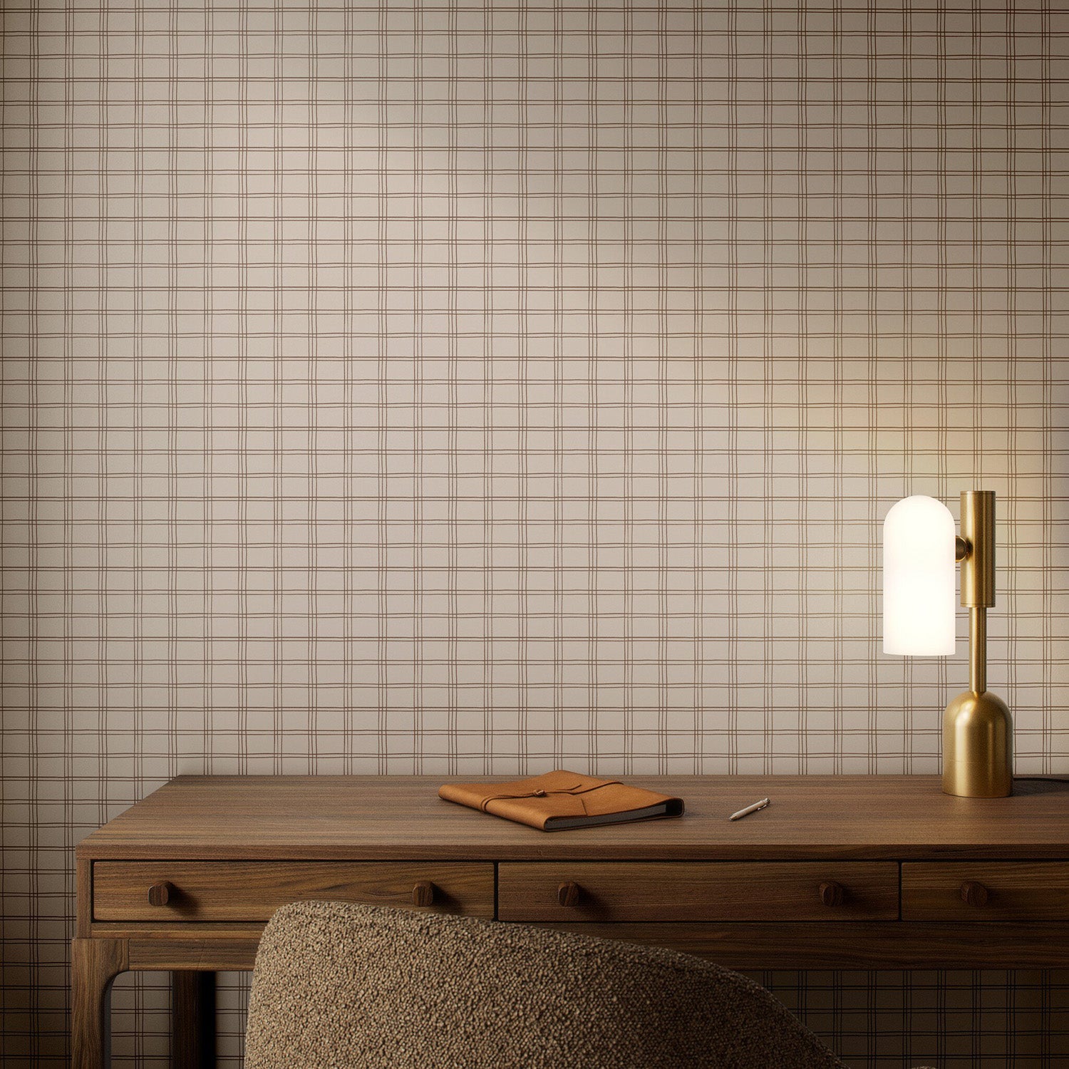 Getty Images x Four Hands Hand Checks Taupe II Wallpaper