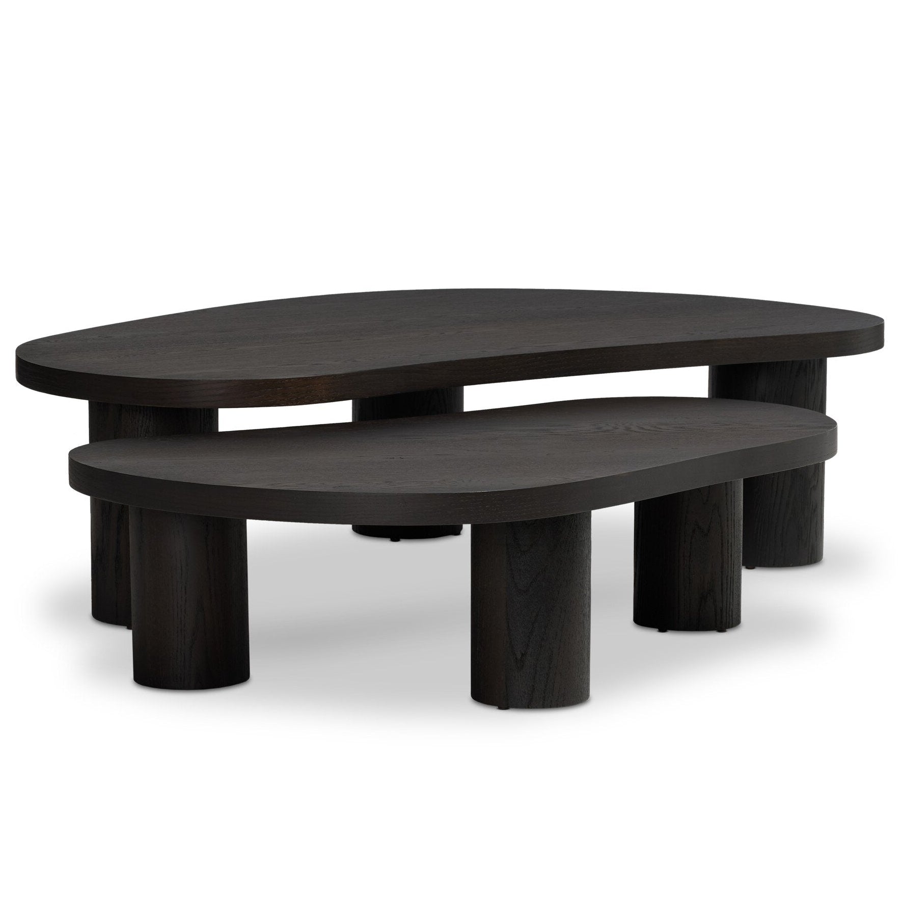 Four Hands Joji Aged Black Nesting Coffee Table styled view