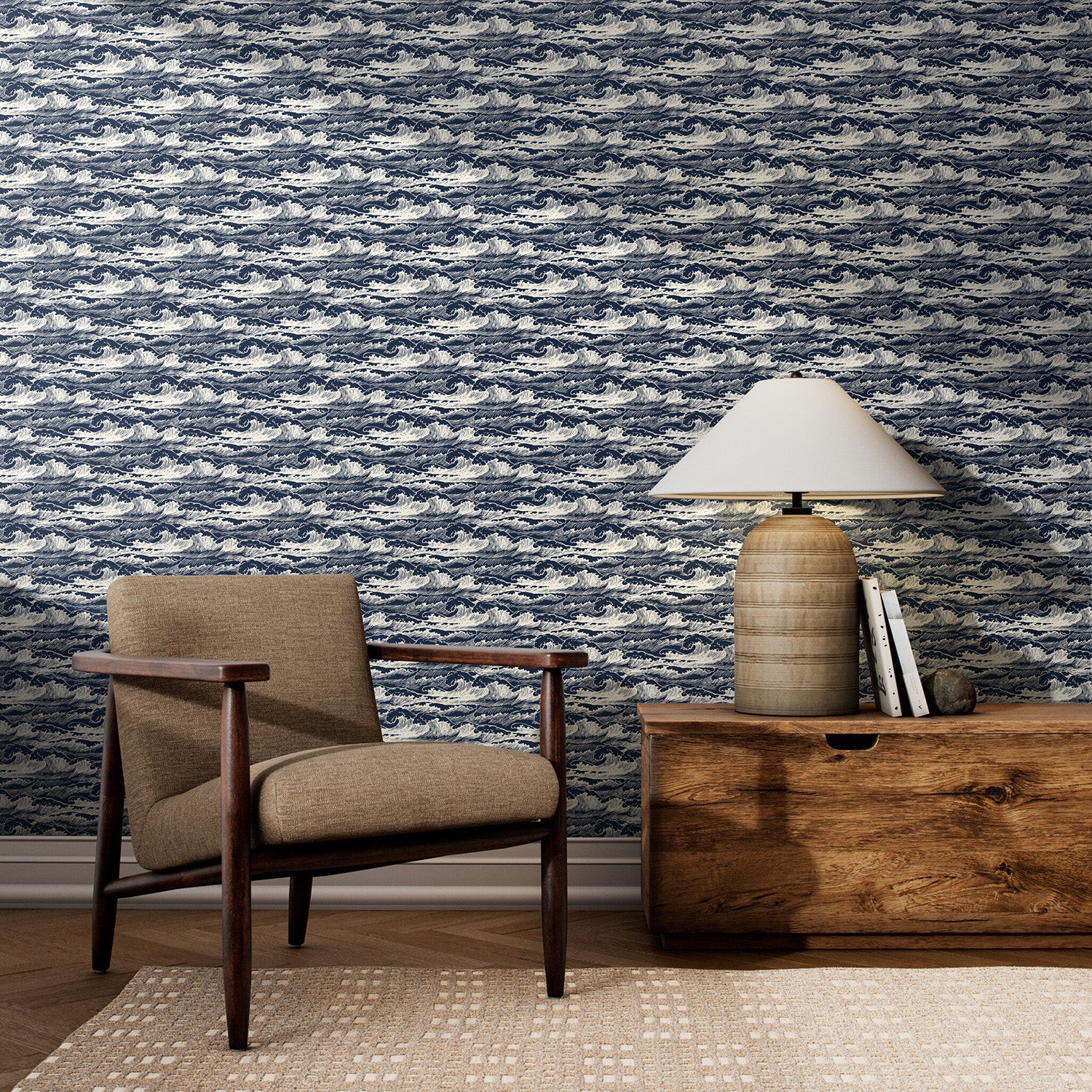 Getty Images x Four Hands Wavebreak Navy I Wallpaper