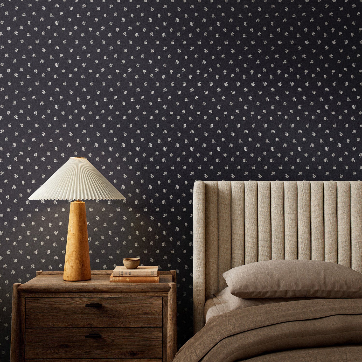 Gold Rush Art Co. x Four Hands Small Floral Black I Wallpaper
