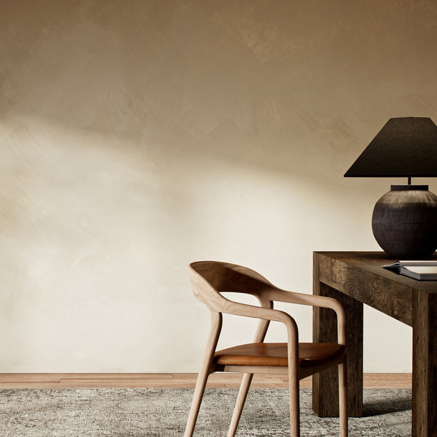 FH Art Studio Limewash Mural Cream Wallpaper