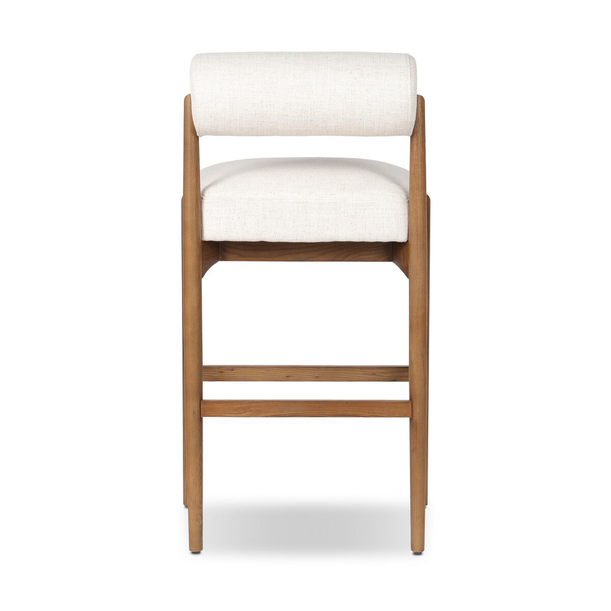 Four Hands Jazelle Dover Crescent Bar Stool Set of 2 on tan ash, back view