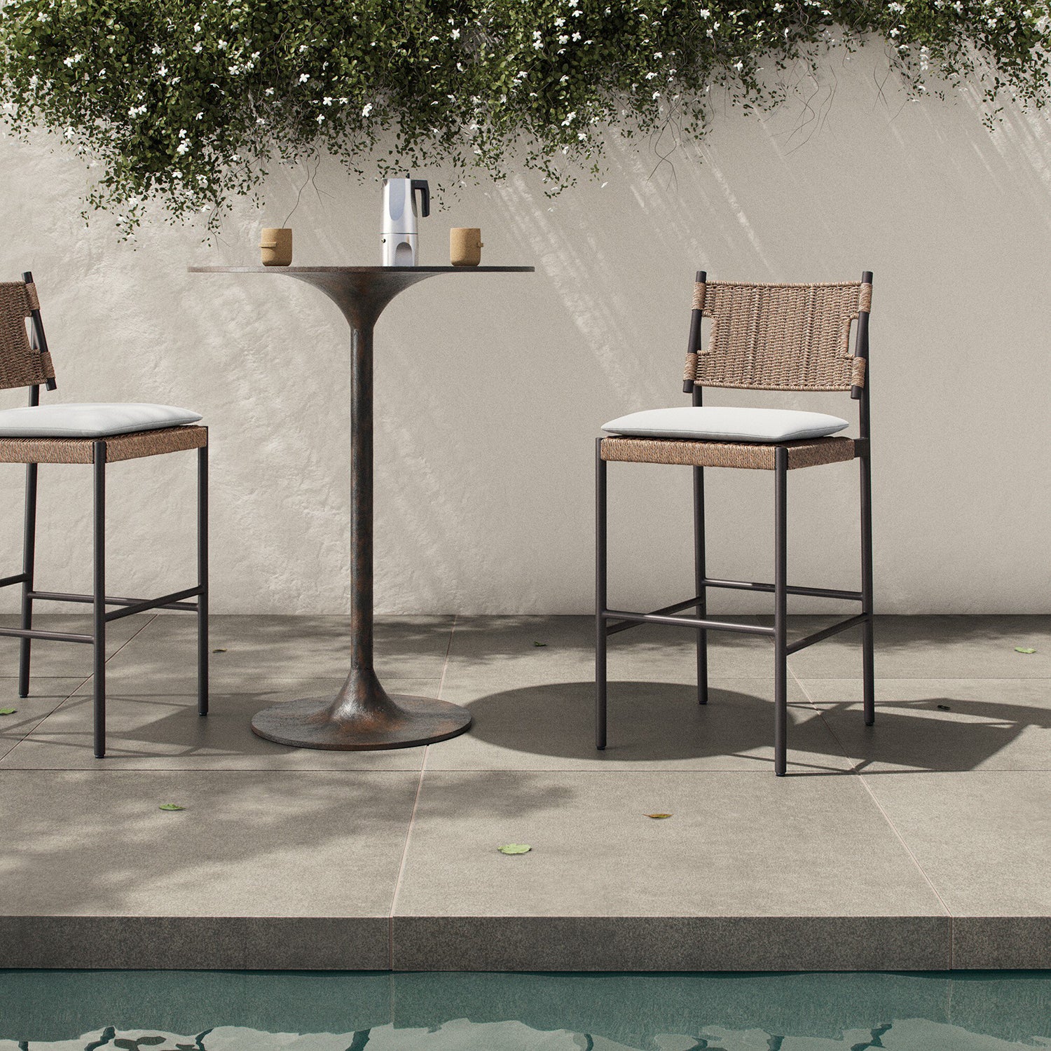 Four Hands Miller Outdoor Woven Bar Stool Set of 2
