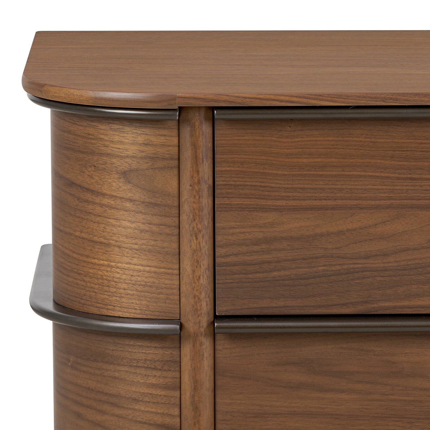 Four Hands Theo Nightstand in dark brown walnut with ski leg base, view 8