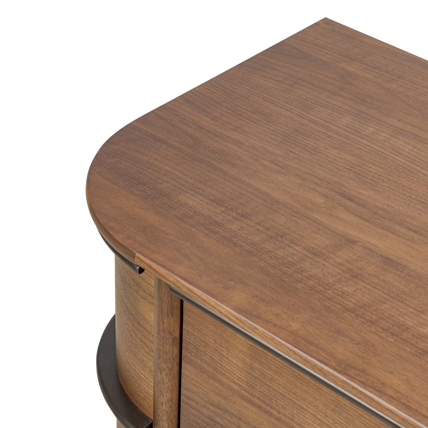 Four Hands Theo Nightstand in dark brown walnut with ski leg base, view 10