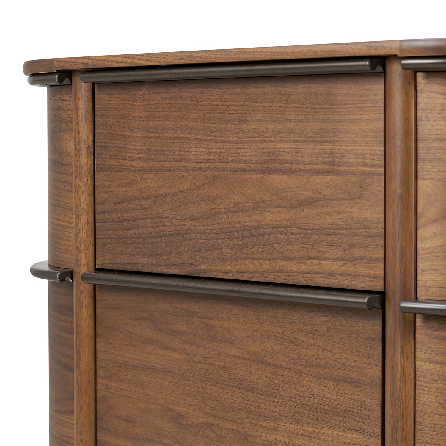 Four Hands Theo Nightstand in dark brown walnut with ski leg base, view 7