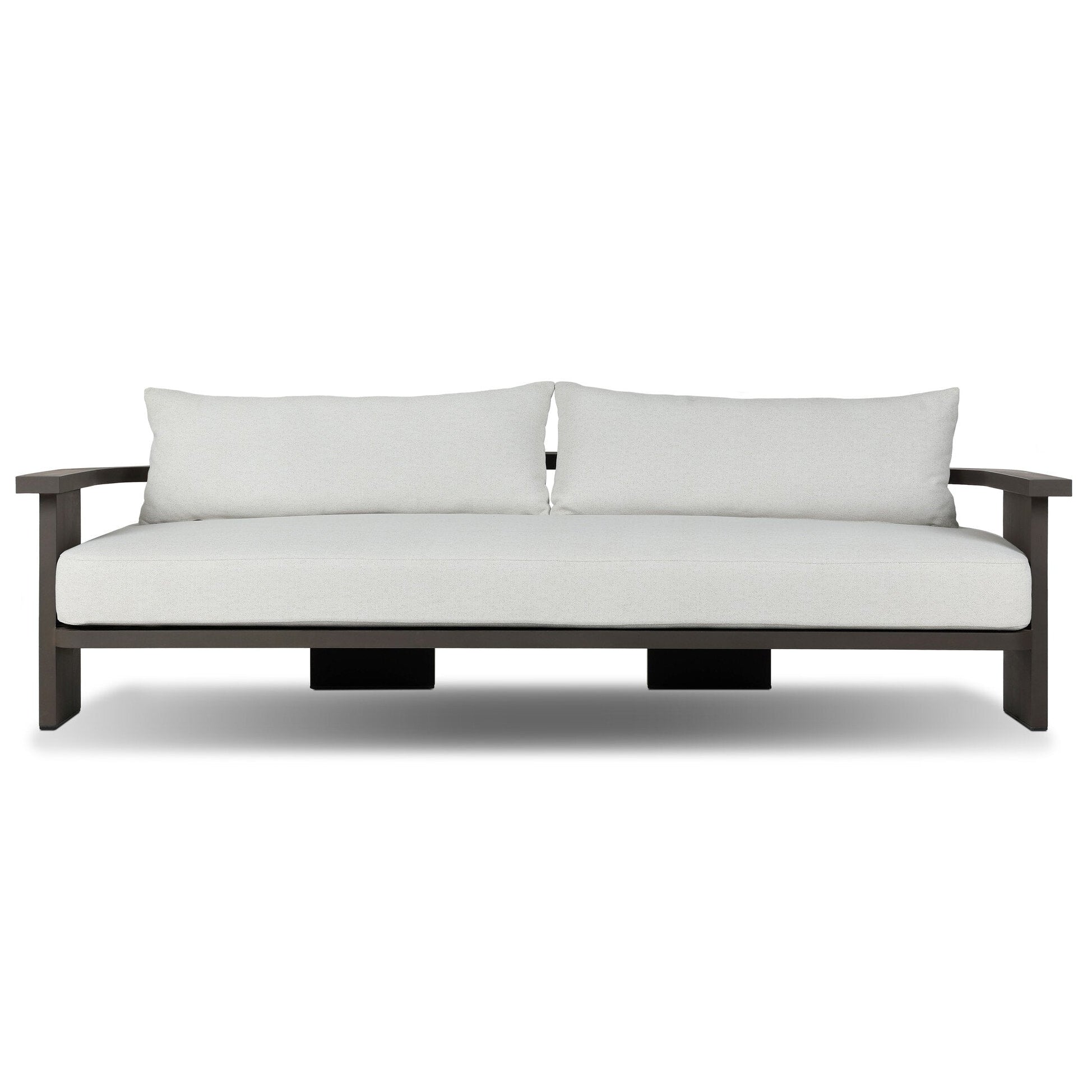 Four Hands Tahana Alessi Linen Metal Outdoor Sofa front view