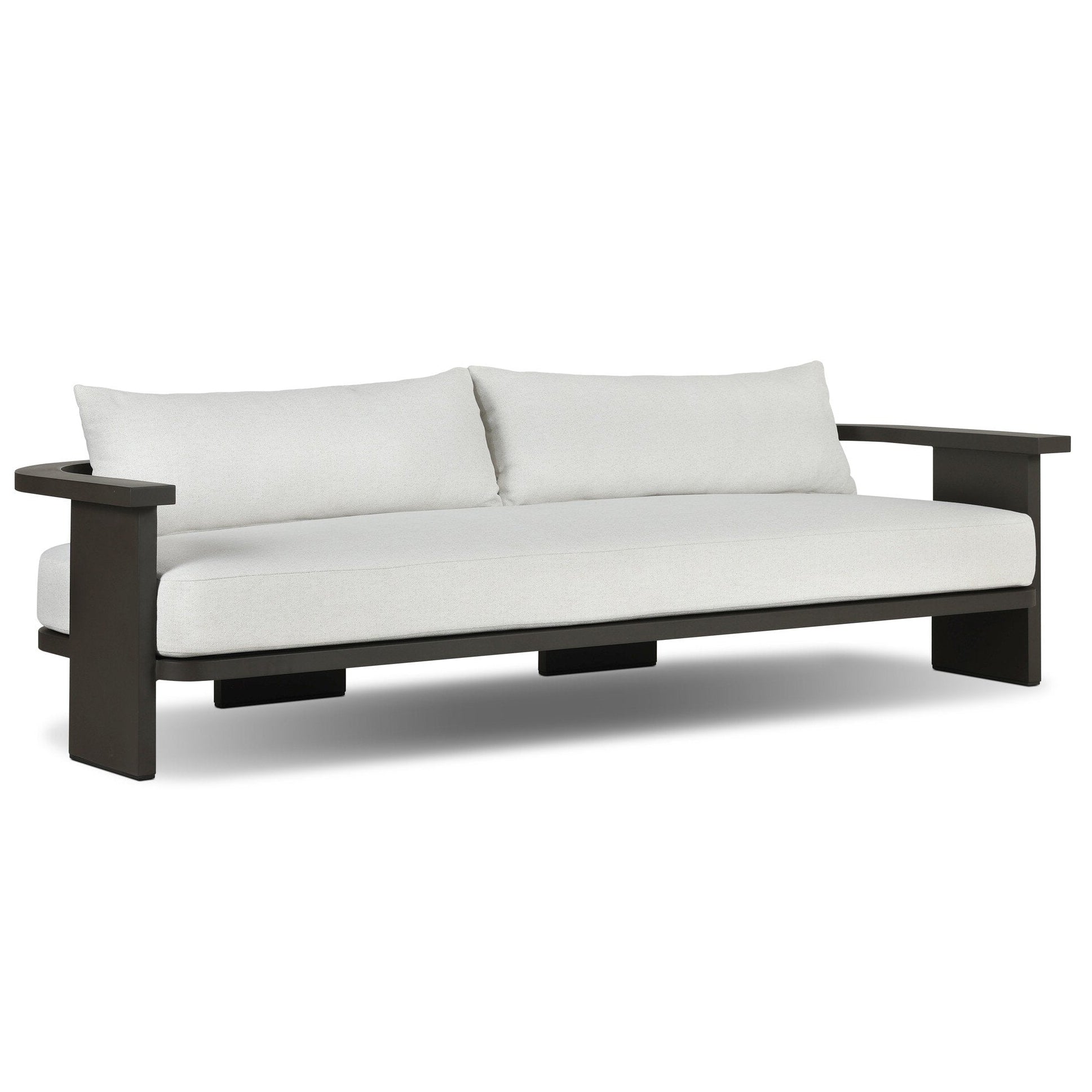 Four Hands Tahana Alessi Linen Metal Outdoor Sofa styled setting