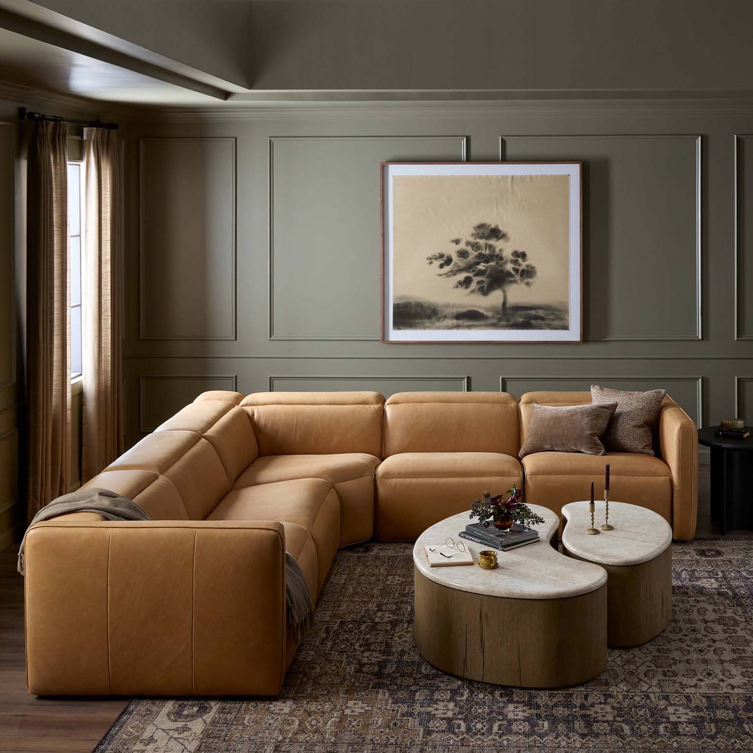 Four Hands Kenlee Power Recliner 5 Piece Sectional Sofa