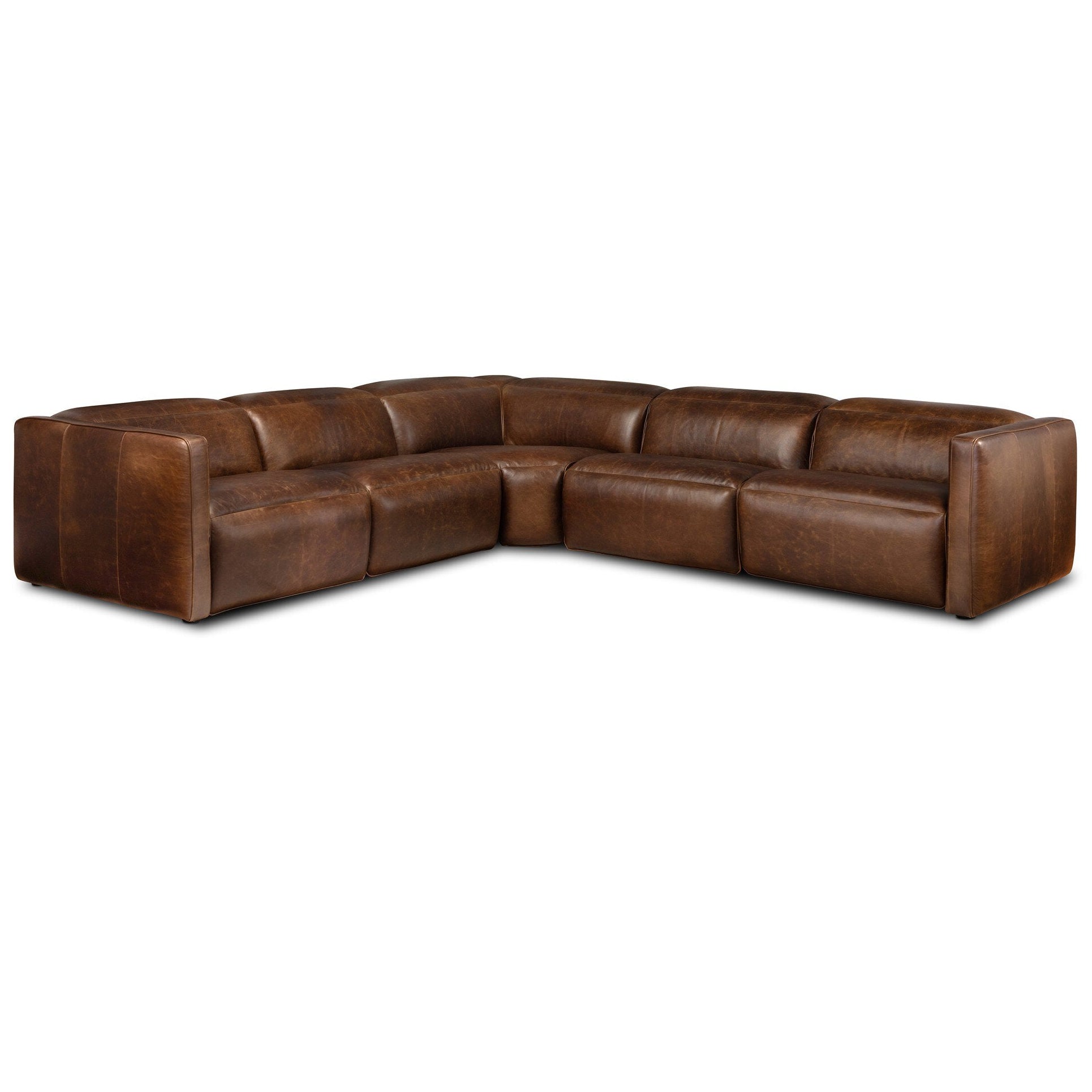 Four Hands Kenlee Raleigh Cigar Power Recliner 5 Piece Sectional Sofa styled setting