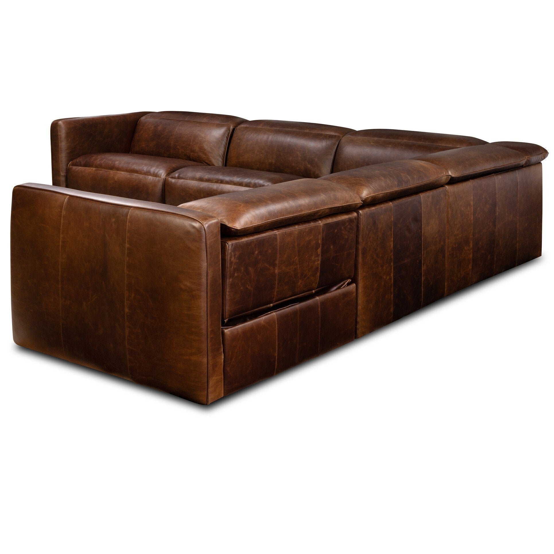 Four Hands Kenlee Raleigh Cigar Power Recliner 5 Piece Sectional Sofa side view