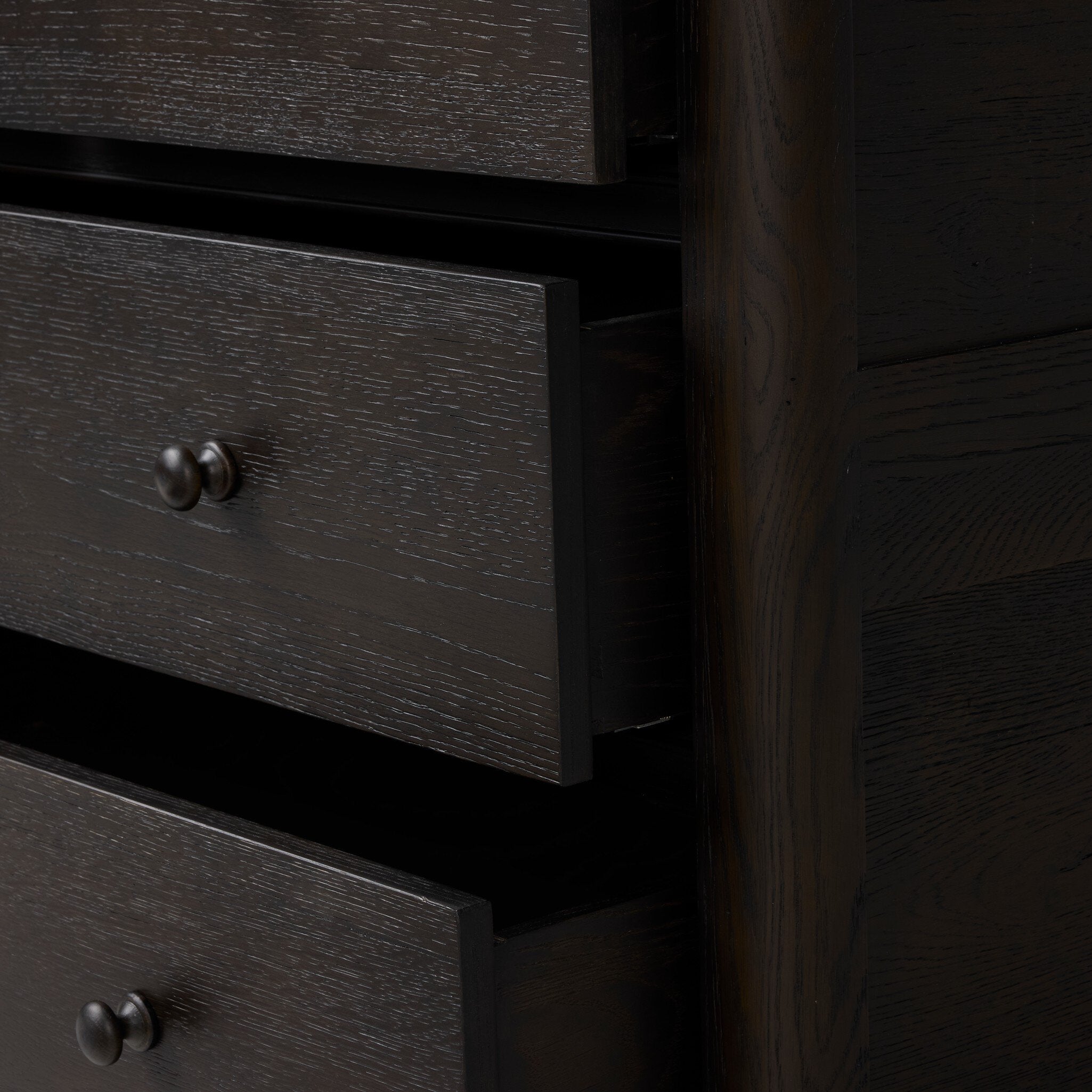 Four Hands Pika Smoked Black Oak Chest material and finish detail