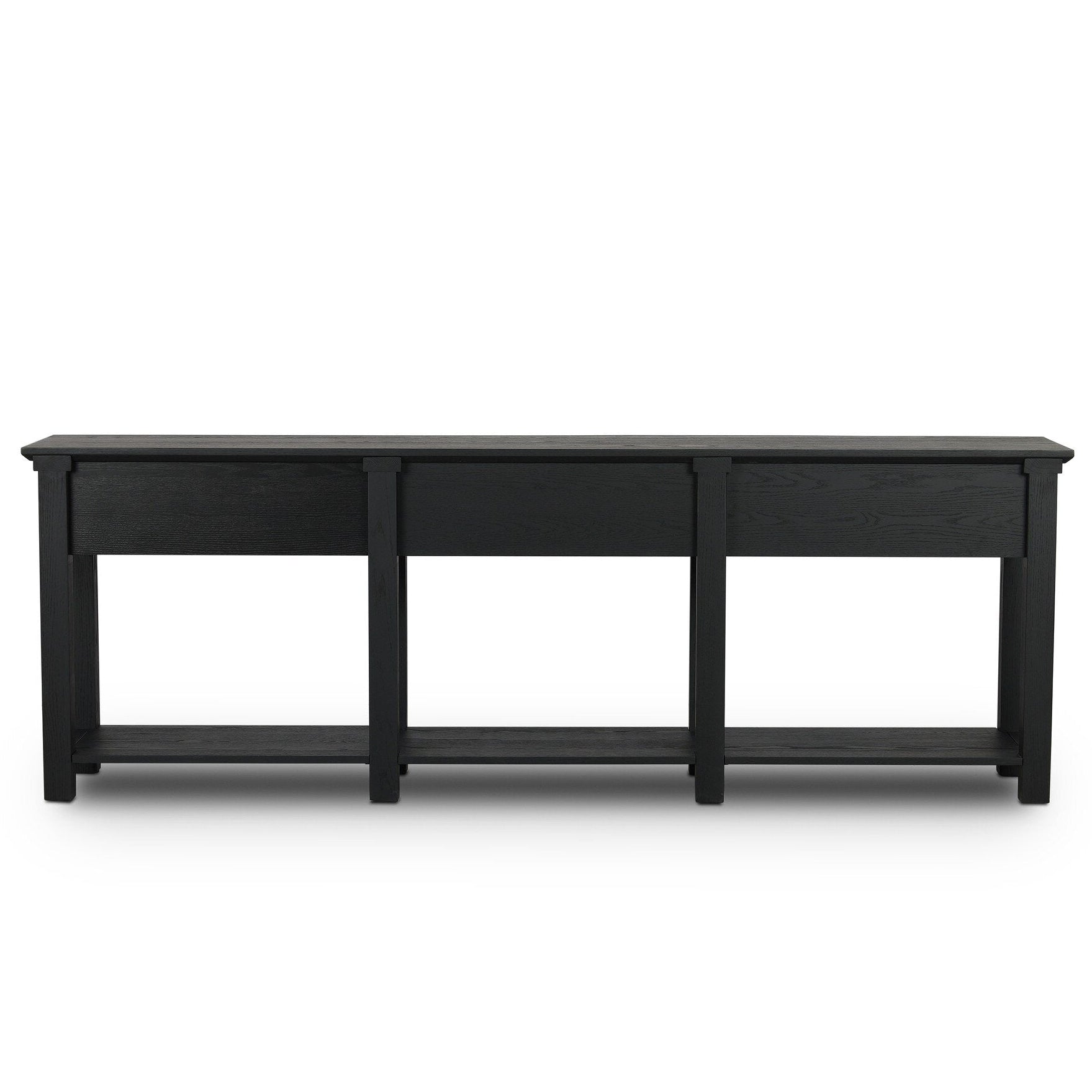 Four Hands Gardendale Stained Black Oak Console Table back view