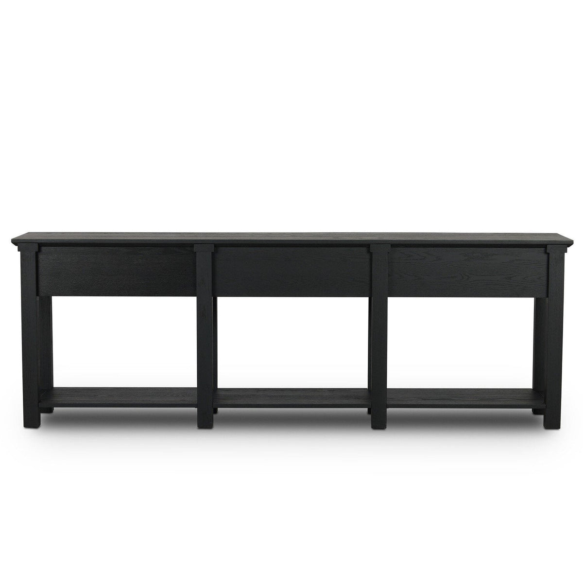Four Hands Gardendale Stained Black Oak Console Table back view