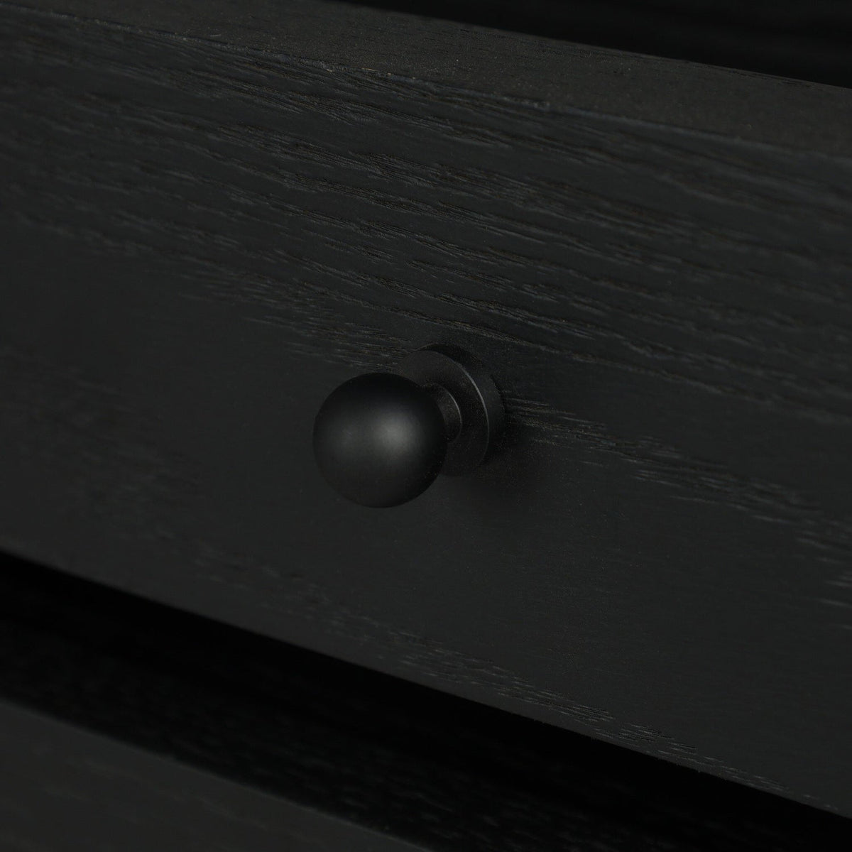 Four Hands Gardendale Stained Black Oak Console Table close-up detail