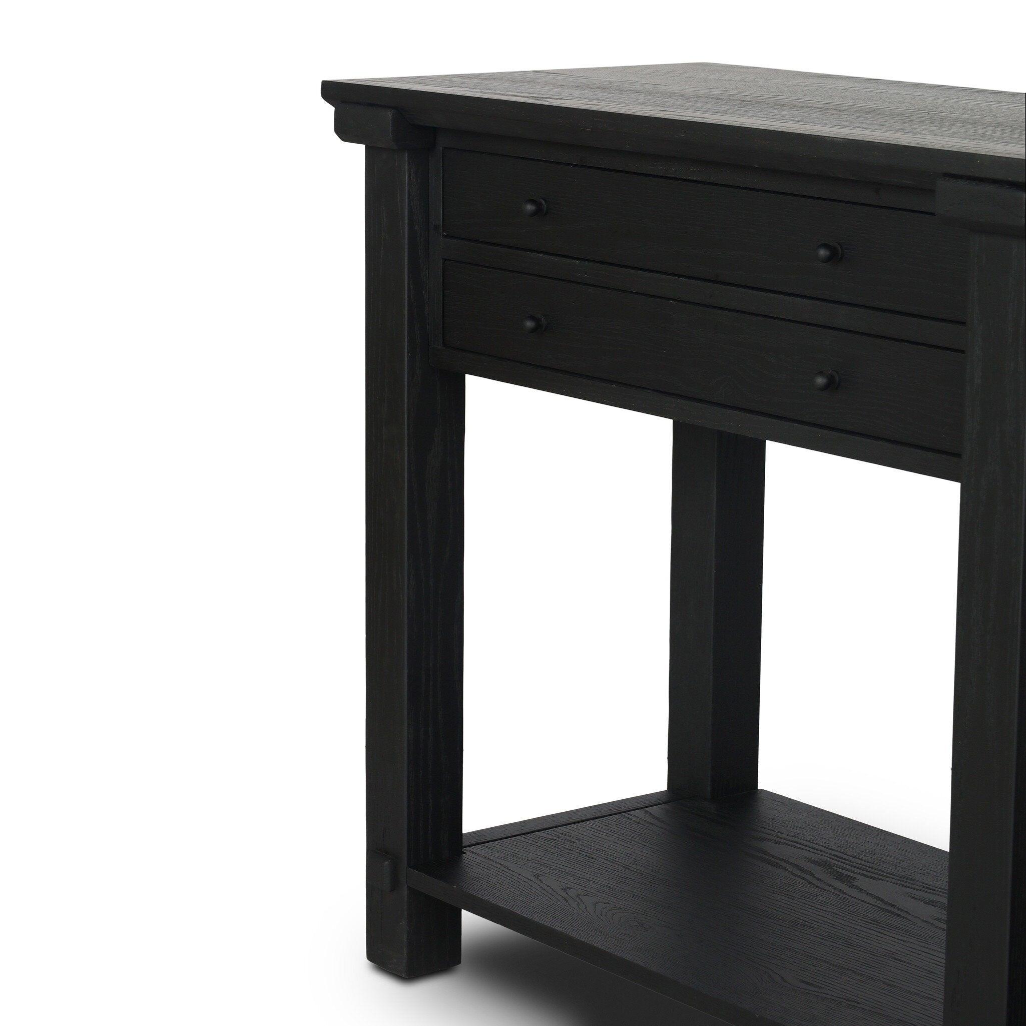 Four Hands Gardendale Stained Black Oak Console Table material and finish detail