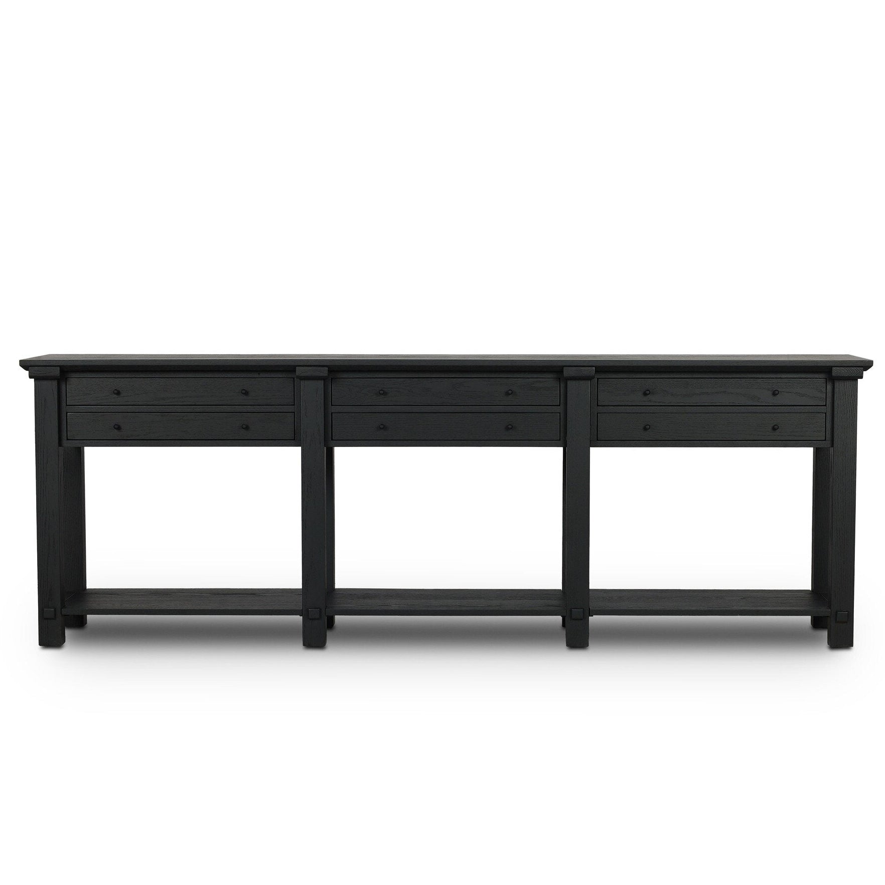 Four Hands Gardendale Stained Black Oak Console Table front view