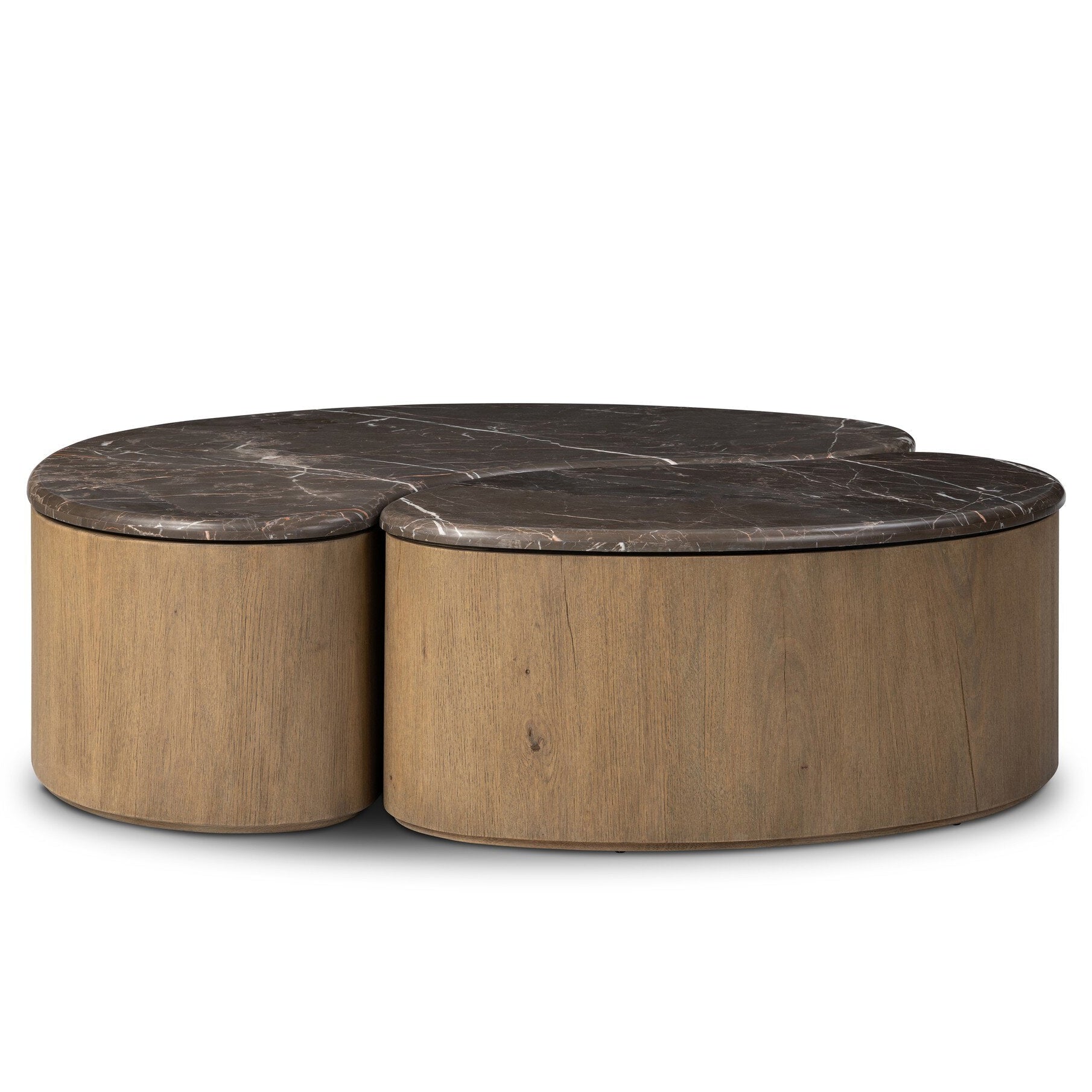Four Hands Ingrid Warm Grey Marble Coffee Table — styled view