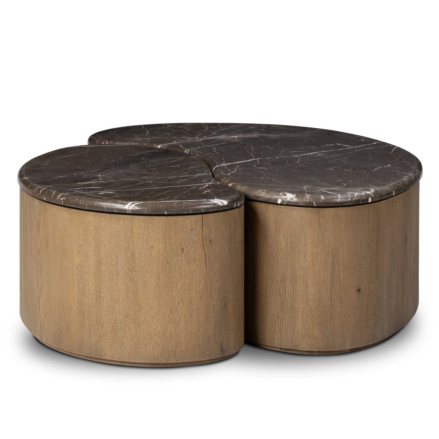 Four Hands Ingrid Warm Grey Marble Coffee Table — side view