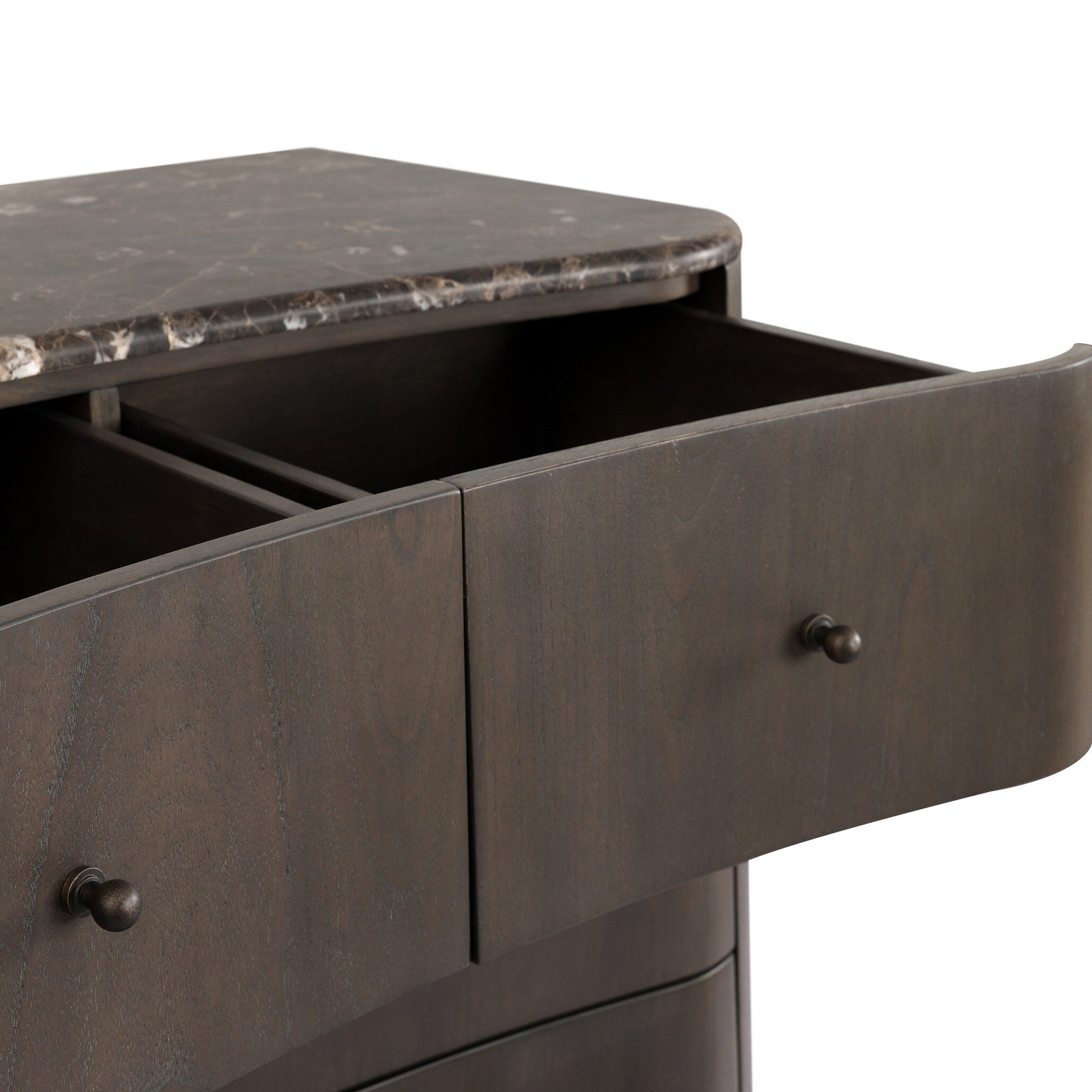 Four Hands Boa Espresso Mindi Chest — edge and joinery detail