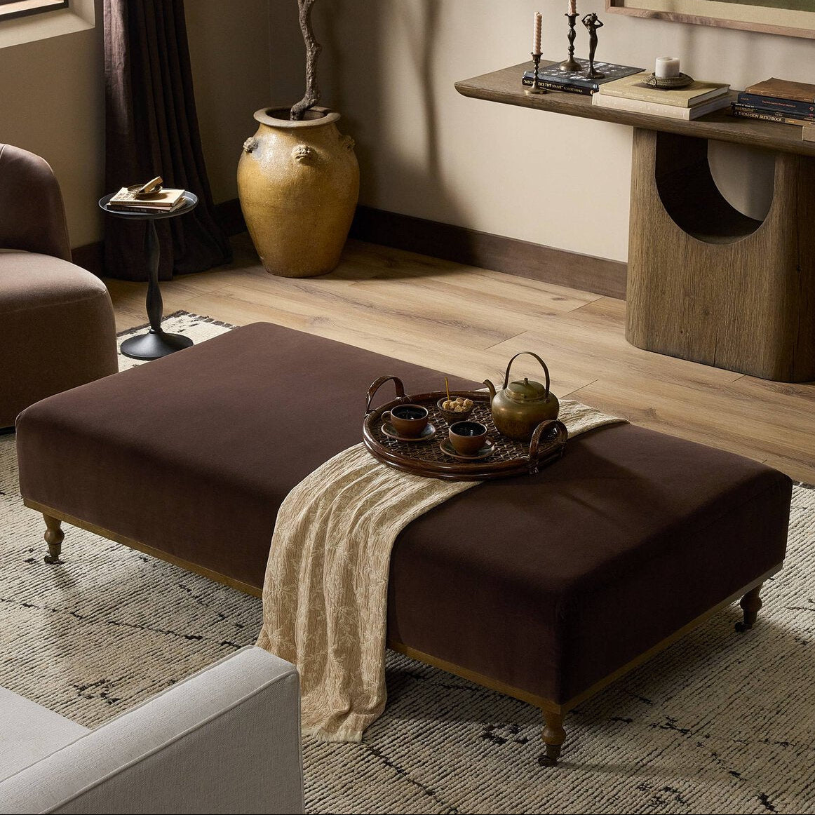 Four Hands Harlin Surrey Cocoa Cocktail Ottoman