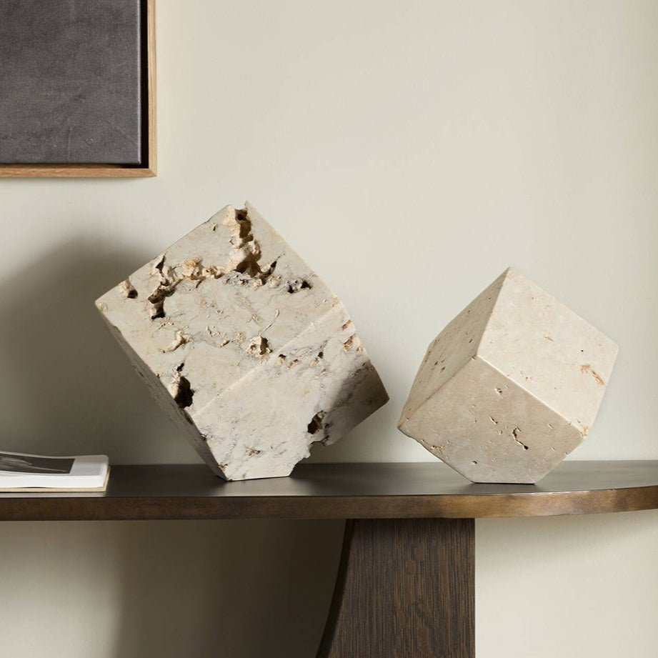 Four Hands Travertine Cube Sculpture Set