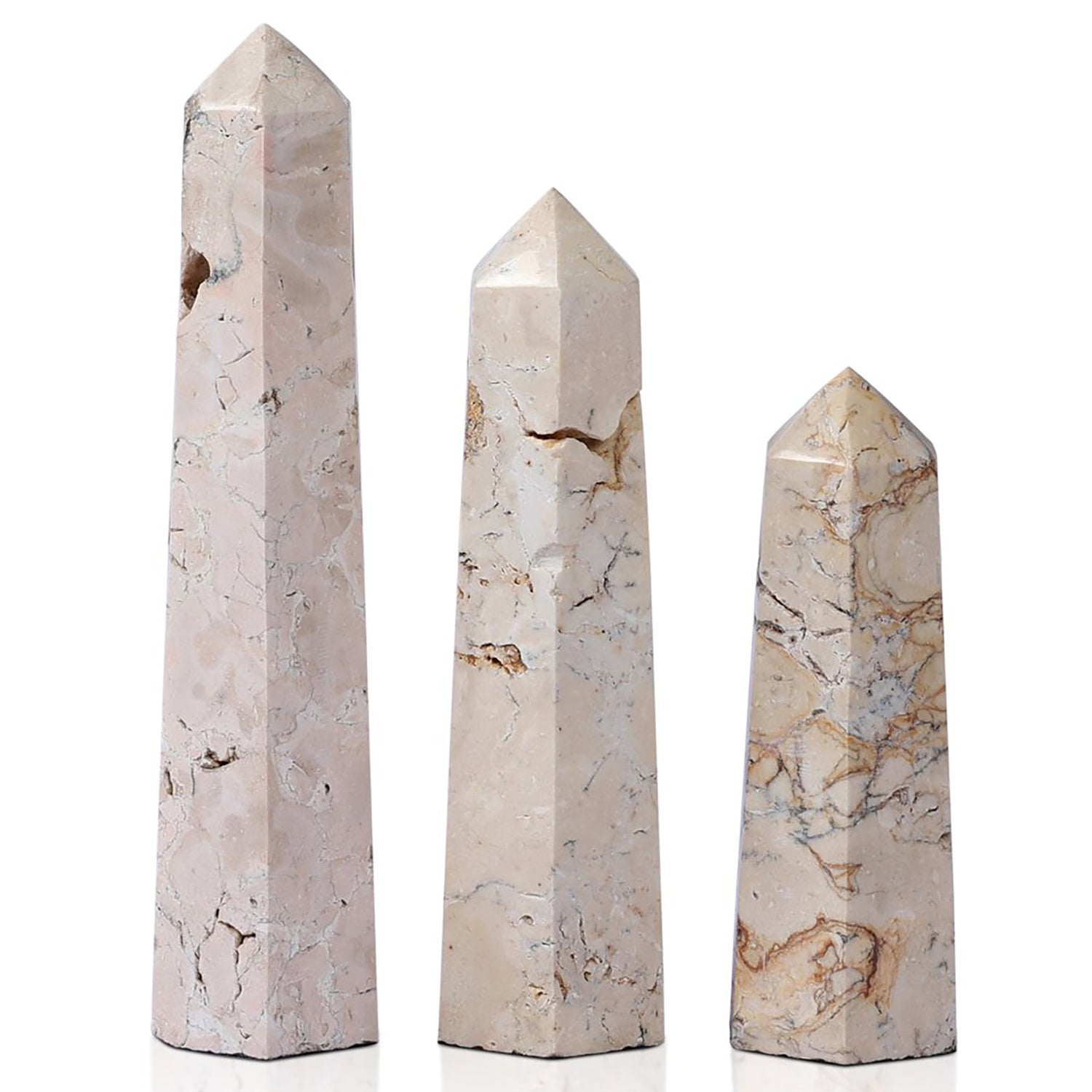 Four Hands Travertine Obelisk Set