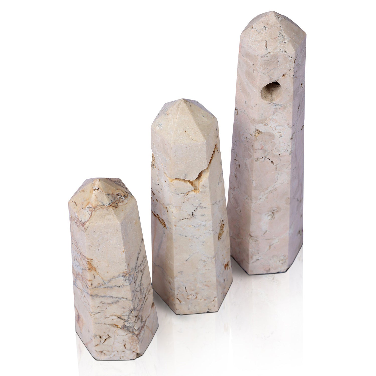 Four Hands Travertine Obelisk Set