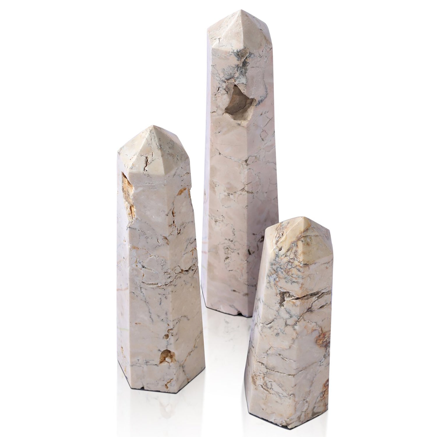 Four Hands Travertine Obelisk Set