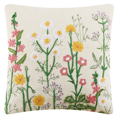 Meadow Embroidered Throw Pillow