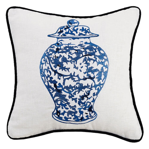 Chinoiserie Vases With Lid Embroidered Throw Pillow