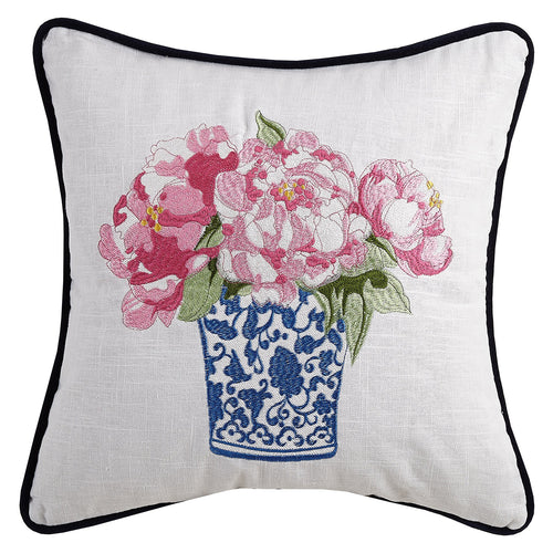 Pretty In Pink Flower II Embroidered Throw Pillow