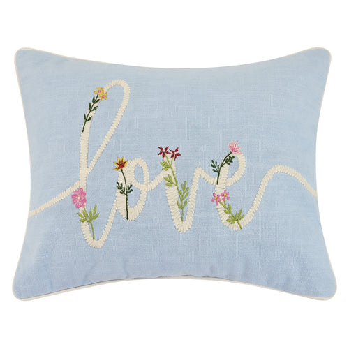 Floral Love Cord Embroidered Throw Pillow
