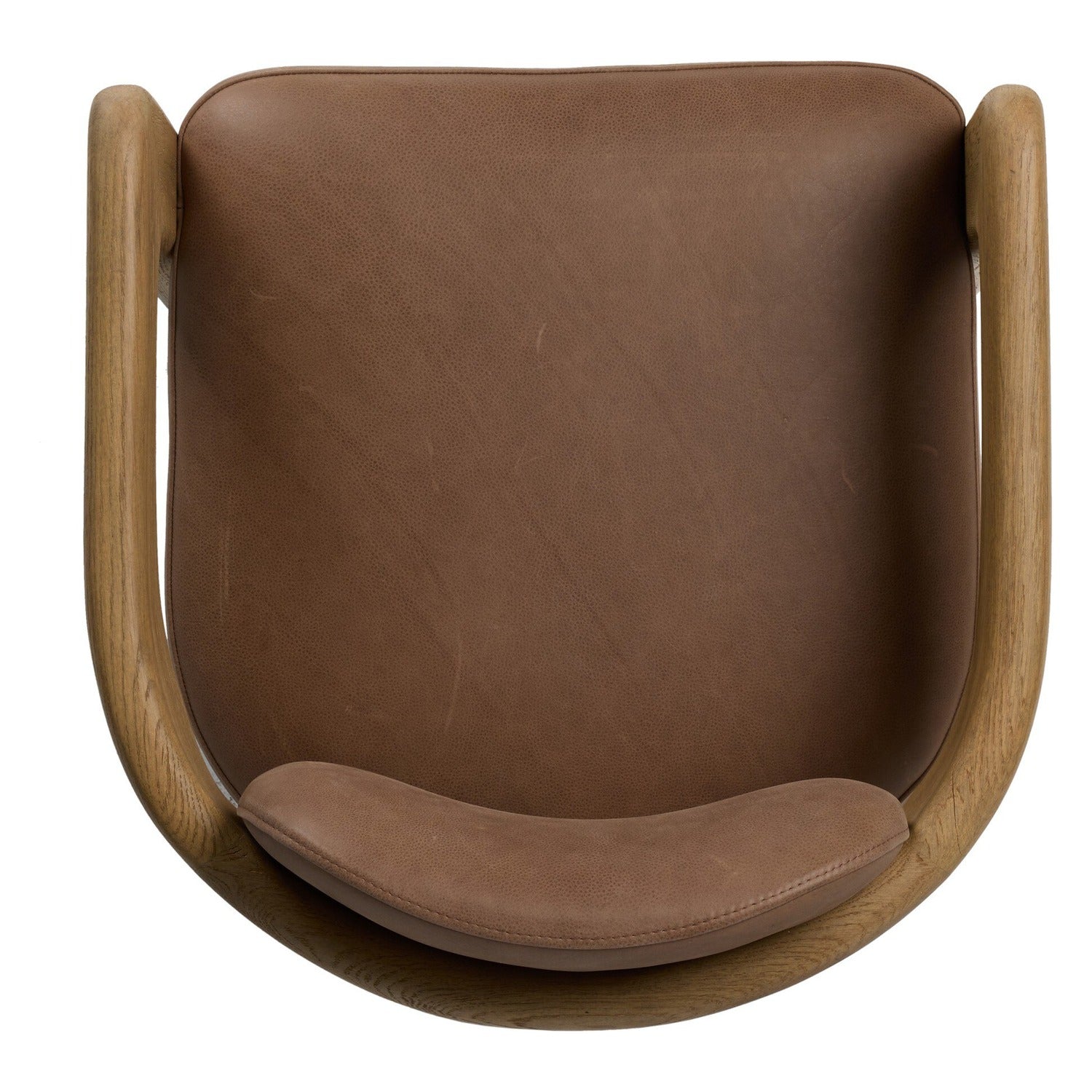 Four Hands Woltz Palermo Cigar Dining Chair on drifted oak tripod, top-down seat view