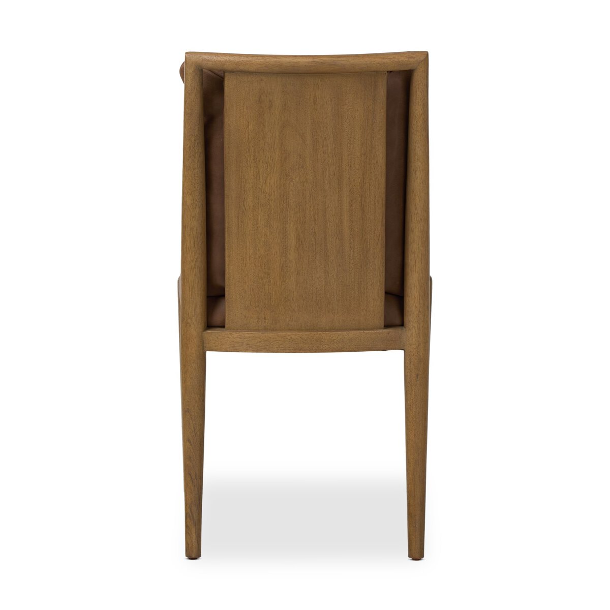 Four Hands Gallagher Palermo Cigar Dining Chair in top-grain leather on drifted parawood, back view