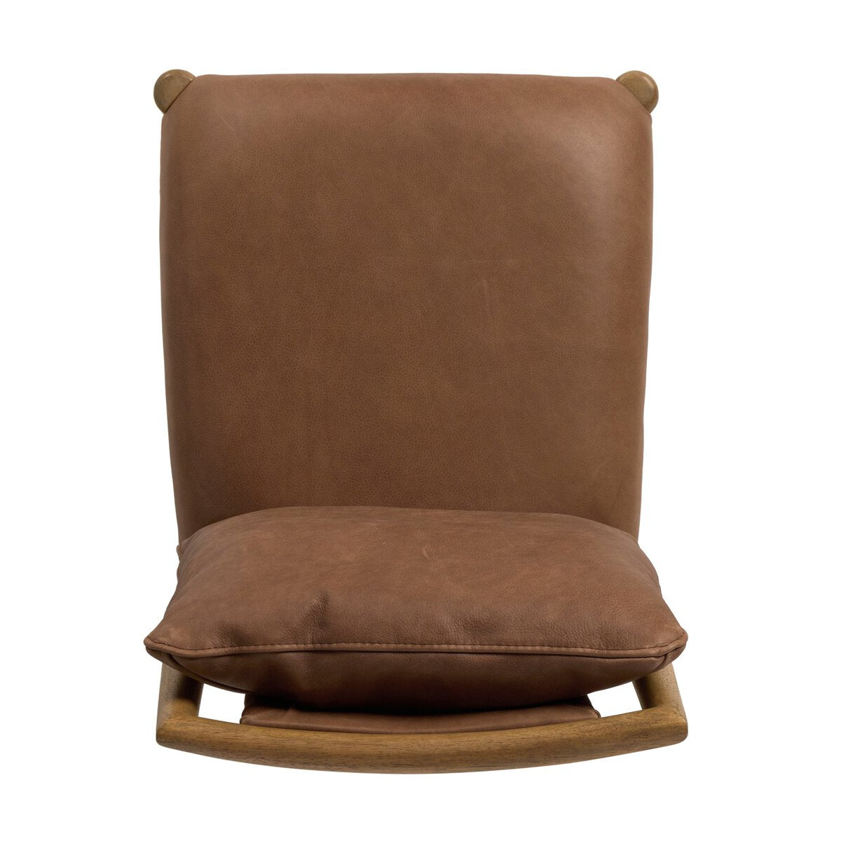 Four Hands Gallagher Palermo Cigar Dining Chair in top-grain leather on drifted parawood, top-down seat view