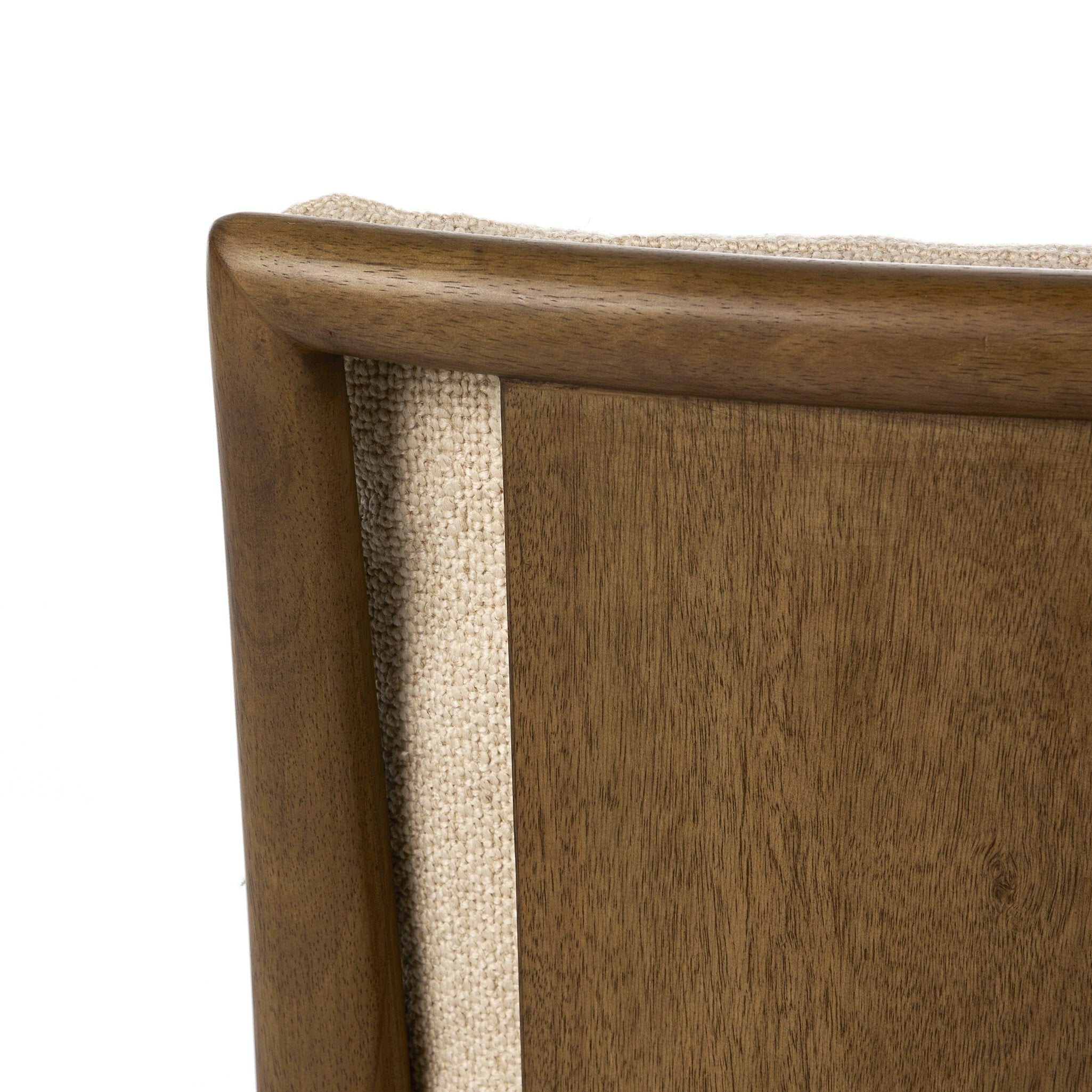Four Hands Gallagher Irving Flax Dining Chair Set of 2 on amber parawood, close-up detail of fabric, view 5