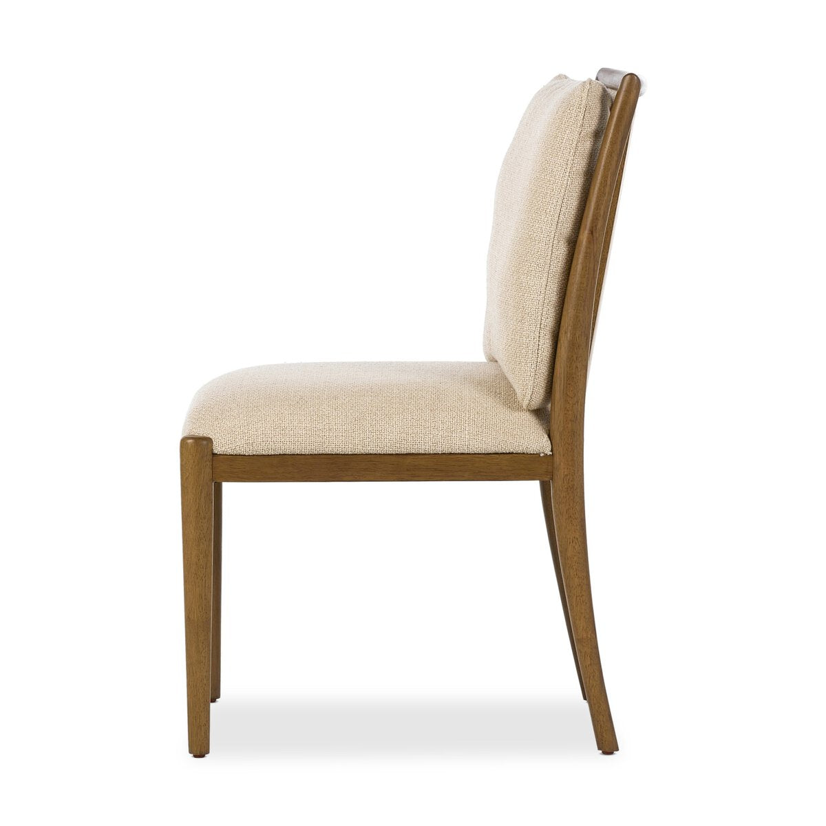 Four Hands Gallagher Irving Flax Dining Chair Set of 2 on amber parawood, side profile view