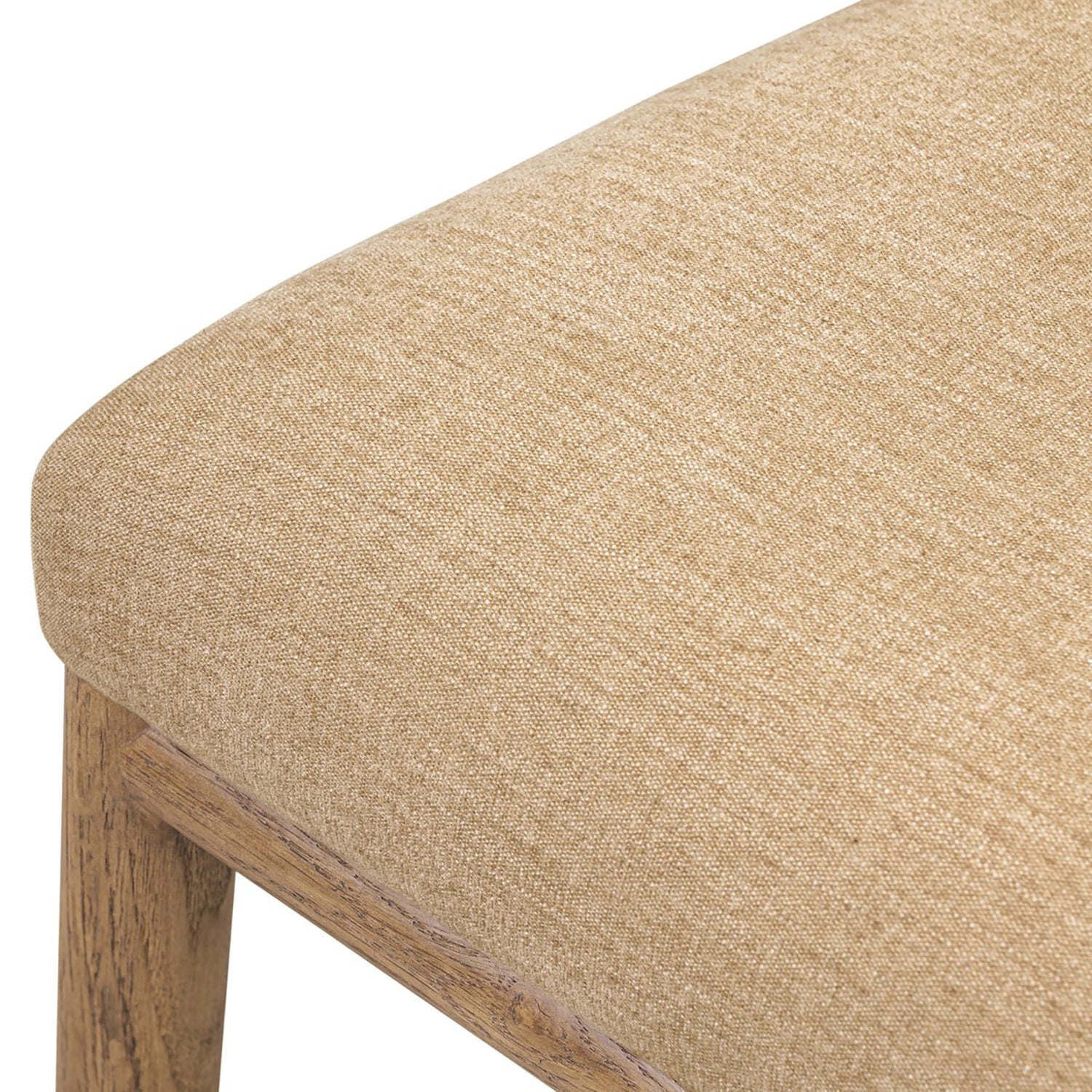 Four Hands Artie Dining Chair in Laughlin Natural on amber oak, close-up detail of tufted channeling, view 5