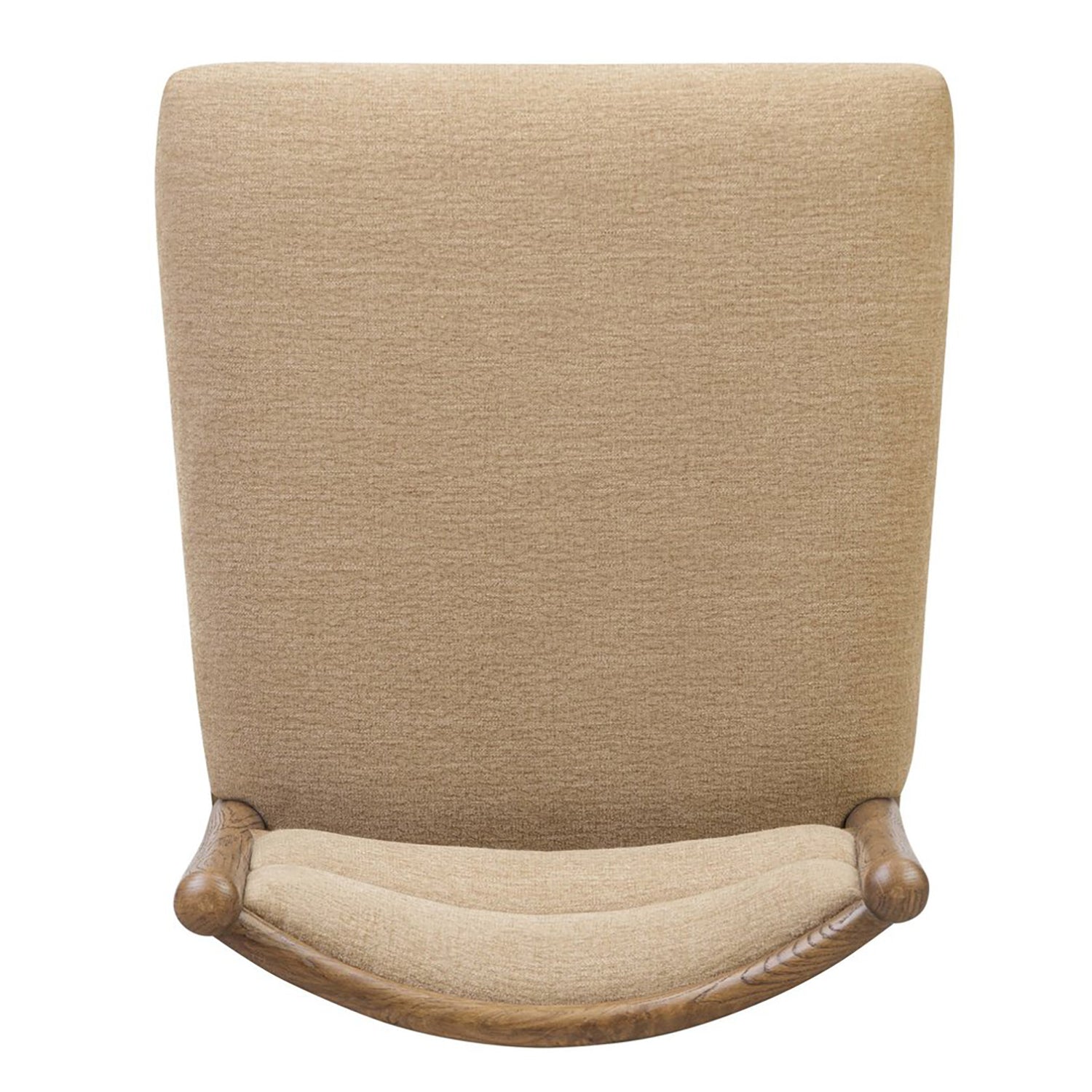 Four Hands Artie Dining Chair in Laughlin Natural on amber oak, top-down seat view