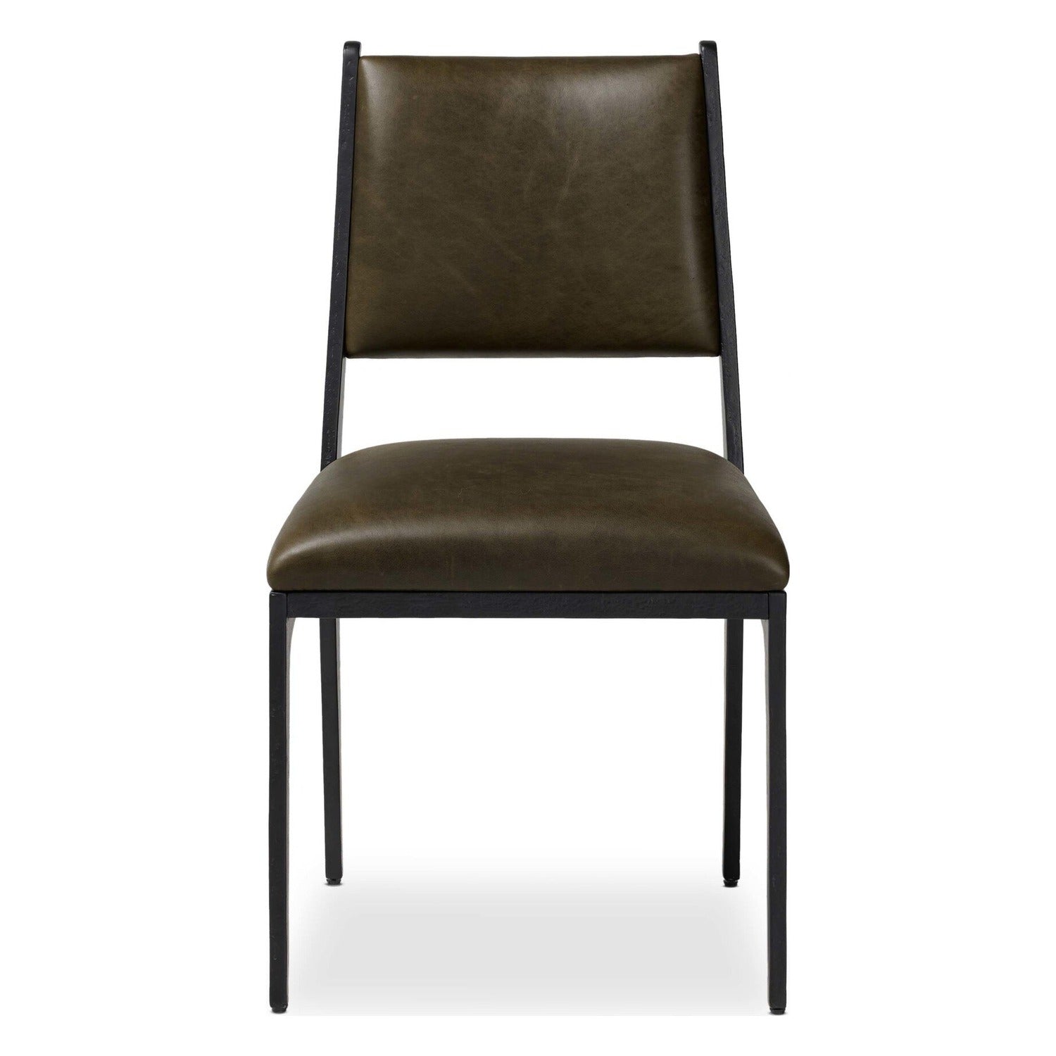 Four Hands Valeene Dulane Moss Dining Chair Set of 2 on black cast aluminum, front view