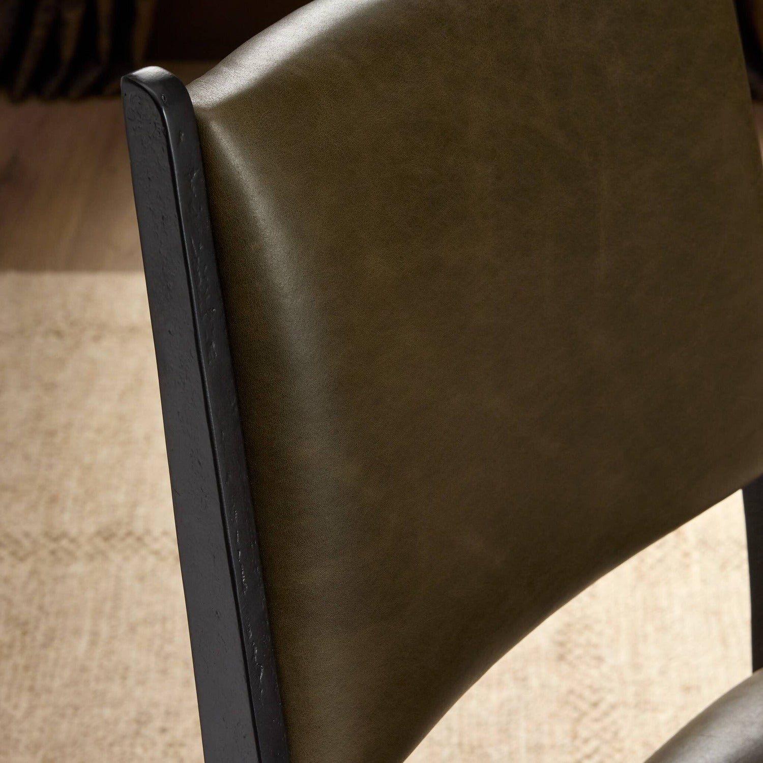 Four Hands Valeene Dulane Moss Dining Chair Set of 2 on black cast aluminum, alternate styled view