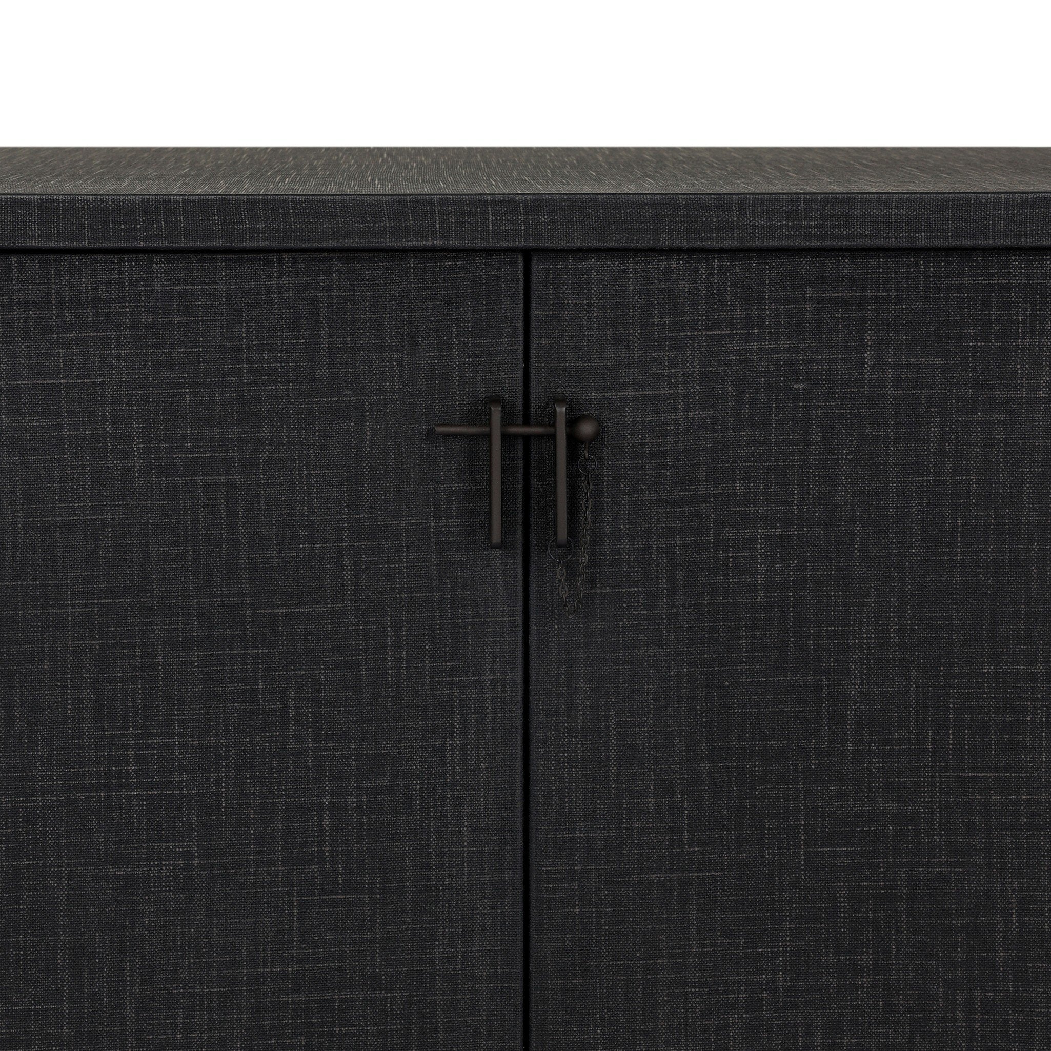 Four Hands Berlin Black Linen Media Console — finish and texture