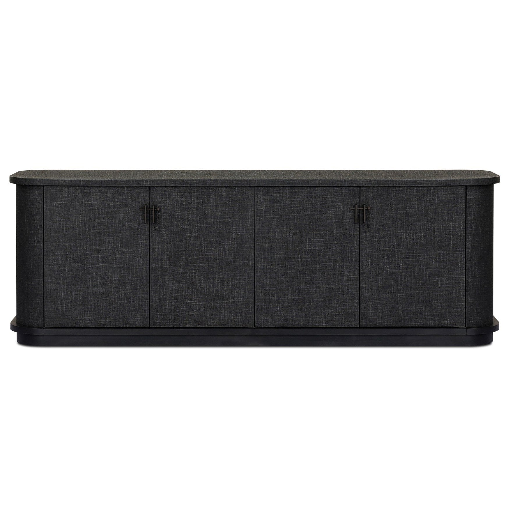 Four Hands Berlin Black Linen Media Console front view