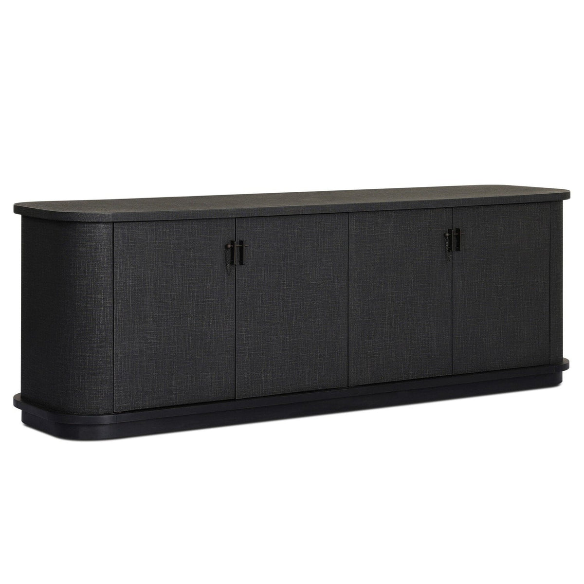 Four Hands Berlin Black Linen Media Console full product view