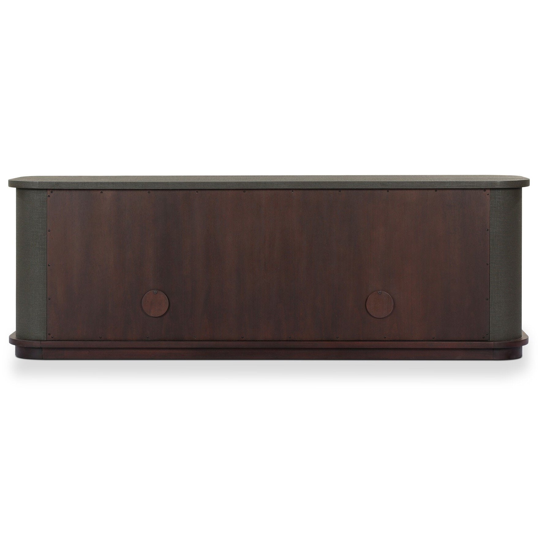 Four Hands Berlin Dark Green Lacquered Linen Media Console back view