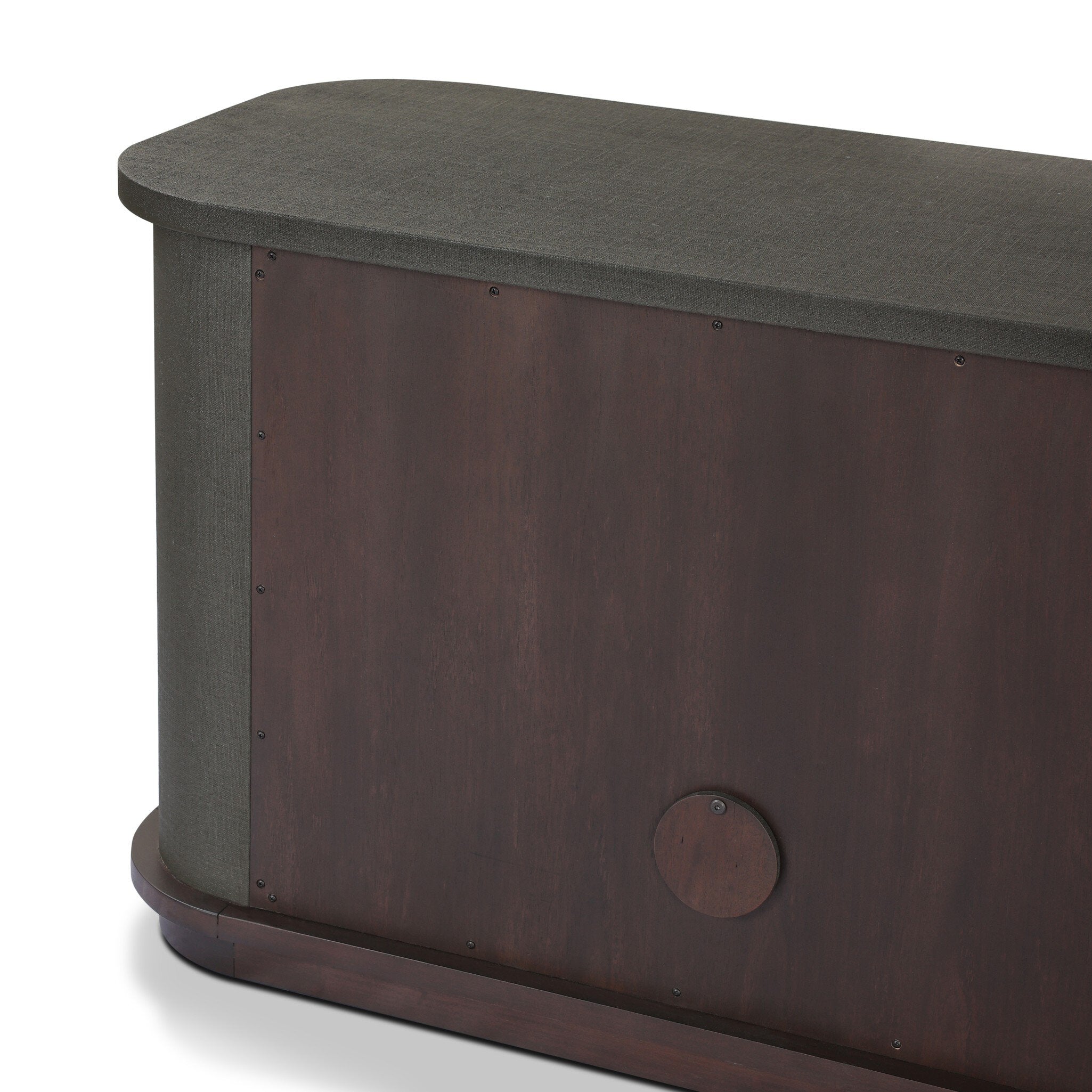 Four Hands Berlin Dark Green Lacquered Linen Media Console — Painted Linen