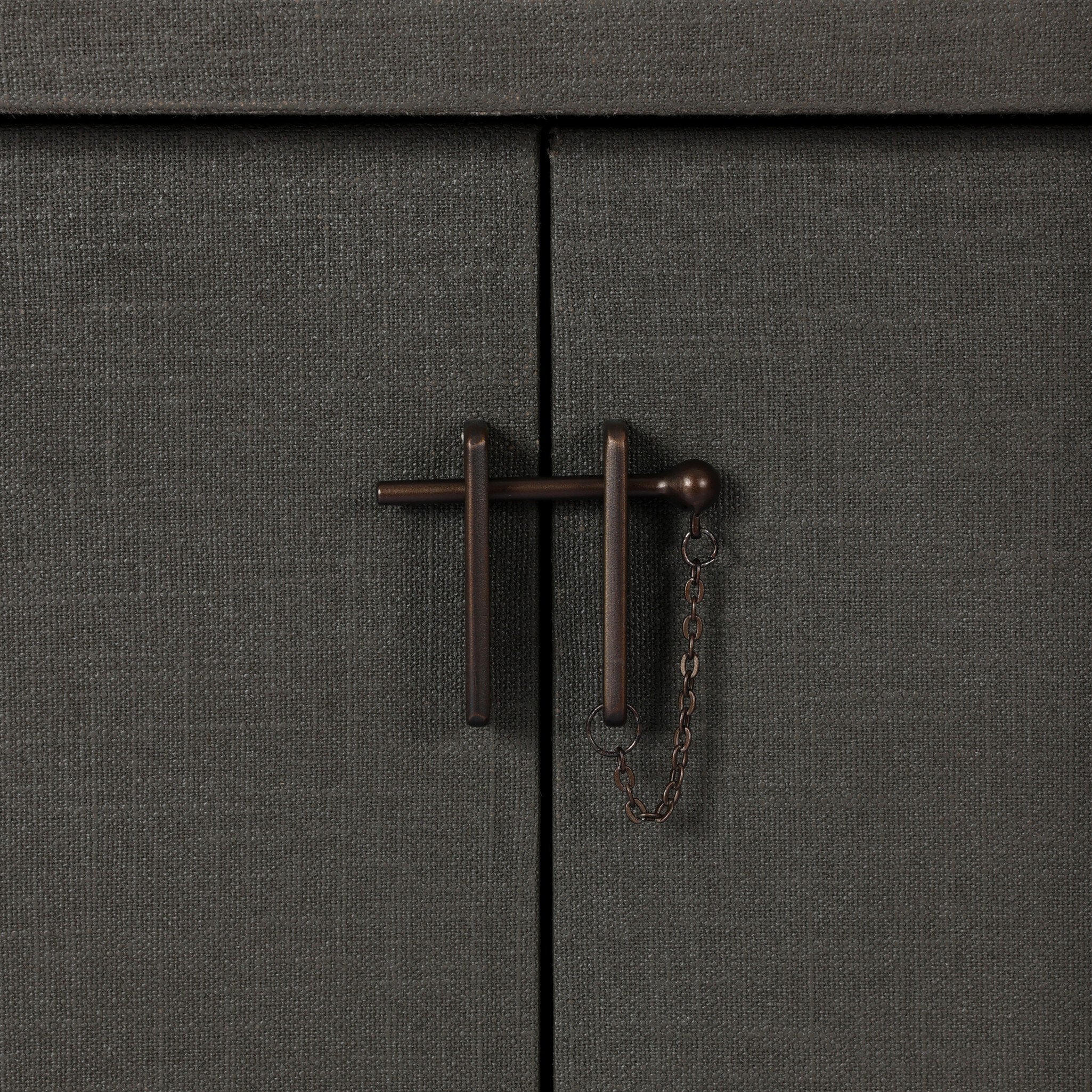 Four Hands Berlin Dark Green Lacquered Linen Media Console — material close-up